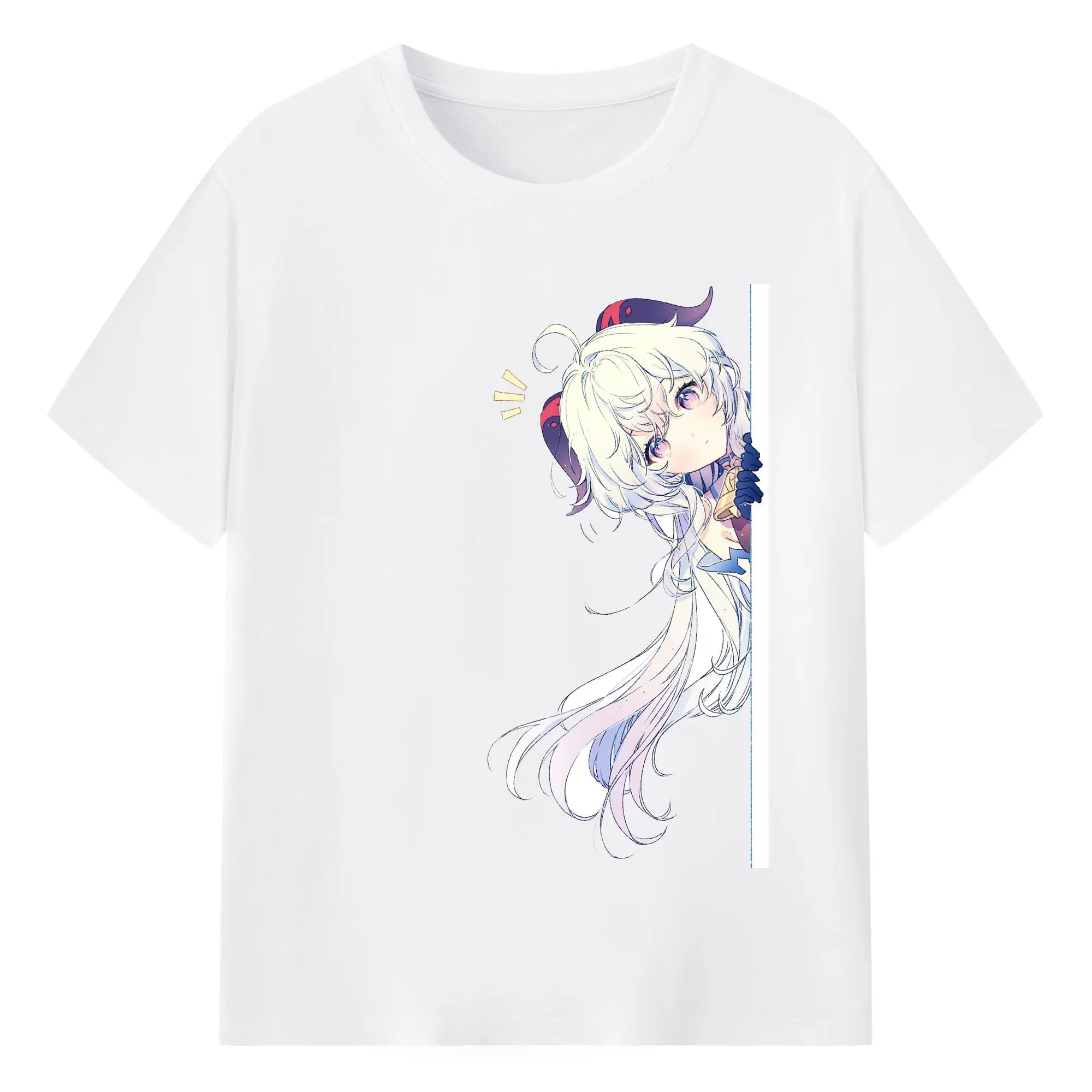 Genshin リーユエ 甘雨 見つかる瞬間 - 綿100％ 半袖Tシャツ ・ フロントプリント ・ 快適 通気性 ・ 日常使い 散歩 スポーツ用