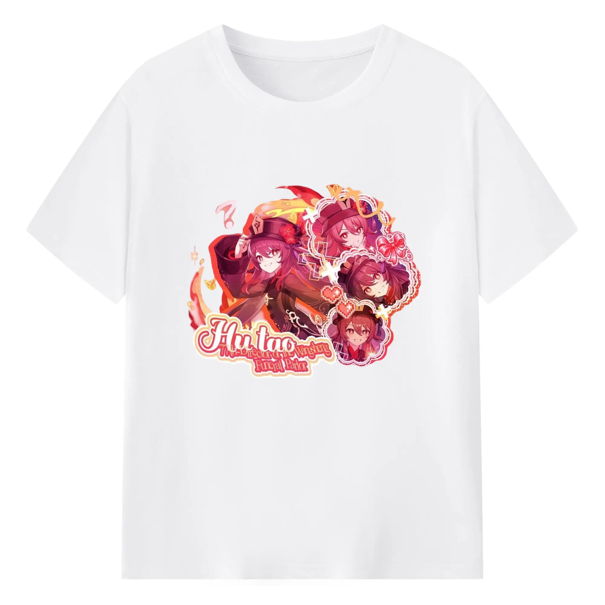 Genshin リーユエ フータオ - 綿100％ 半袖Tシャツ ・ フロントプリント ・ 快適 通気性 ・ 日常使い 散歩 スポーツ用