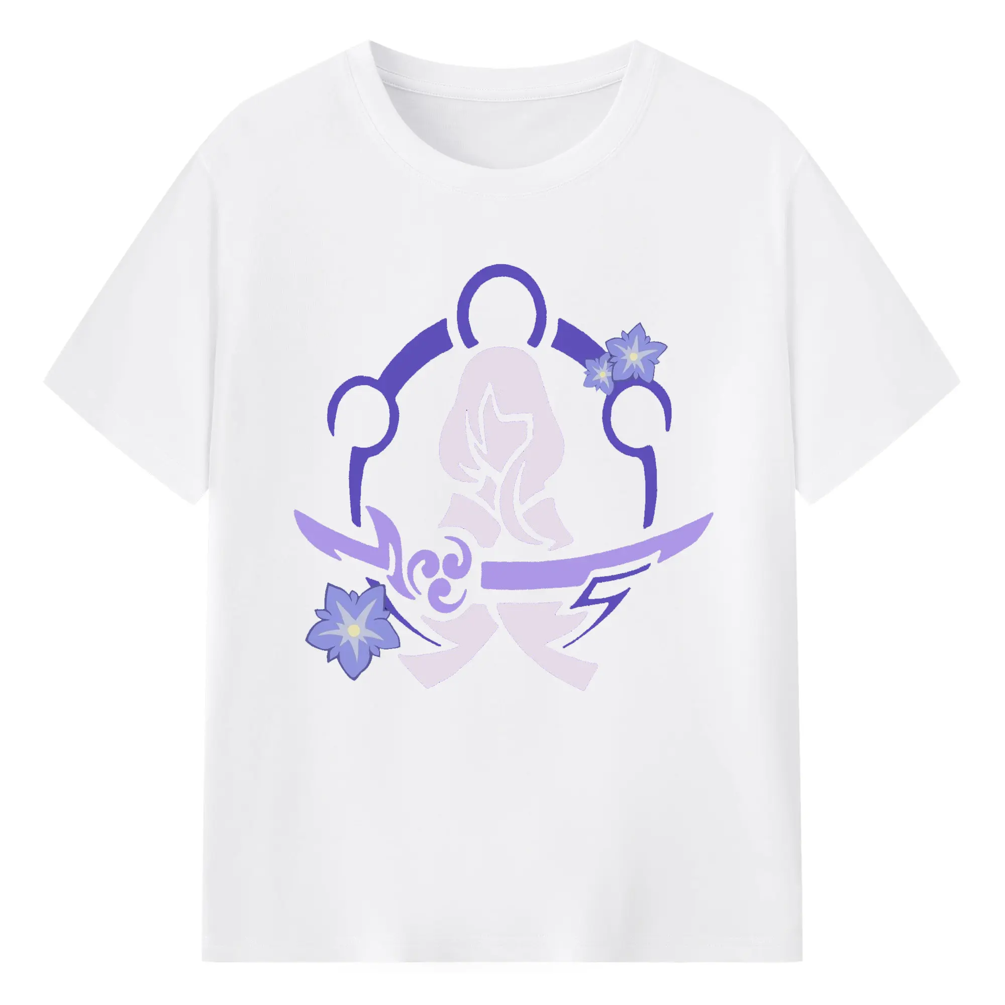 Genshin イナズマ 雷神らいじん ライデンショウグンロゴ - 綿100％ 半袖Tシャツ ・ フロントプリント ・ 快適 通気性 ・ 日常使い 散歩 スポーツ用