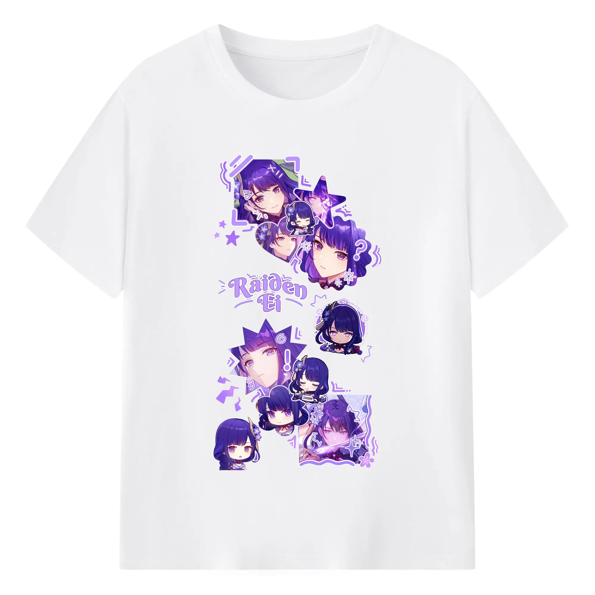 Genshin イナズマ 雷神らいじん ライデンショウグン - 綿100％ 半袖Tシャツ ・ フロントプリント ・ 快適 通気性 ・ 日常使い 散歩 スポーツ用