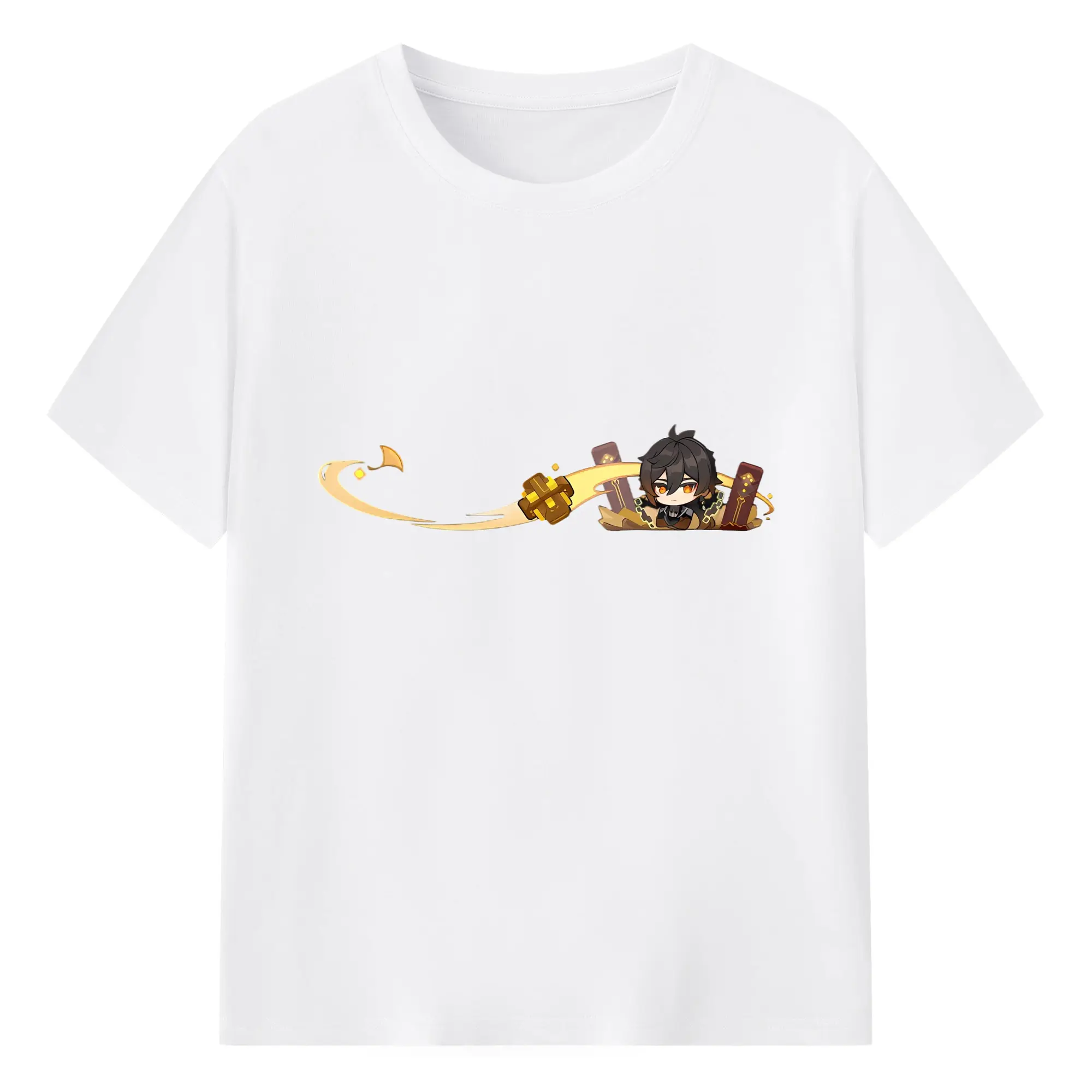 Genshin  岩神がんしんモラクス ショウリ - 綿100％ 半袖Tシャツ ・ フロントプリント ・ 快適 通気性 ・ 日常使い 散歩 スポーツ用