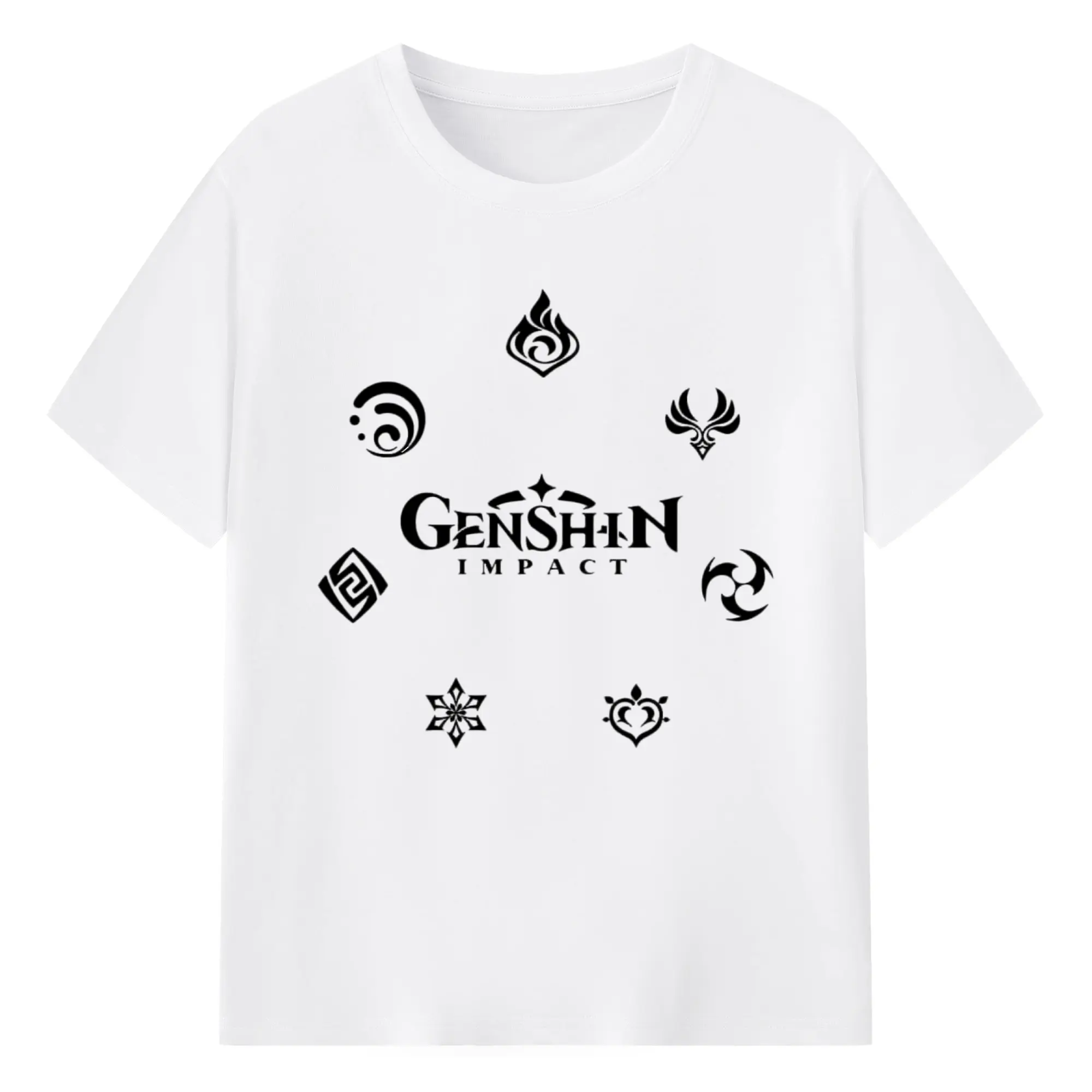 Genshin シンプルロゴ - 綿100％ 半袖Tシャツ ・ フロントプリント ・ 快適 通気性 ・ 日常使い 散歩 スポーツ用