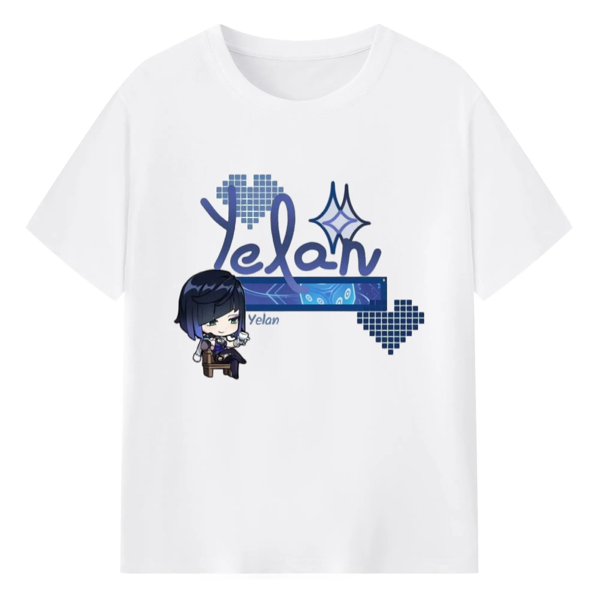 Genshin 璃月 夜蘭 - 綿100％ 半袖Tシャツ ・ フロントプリント ・ 快適 通気性 ・ 日常使い 散歩 スポーツ用