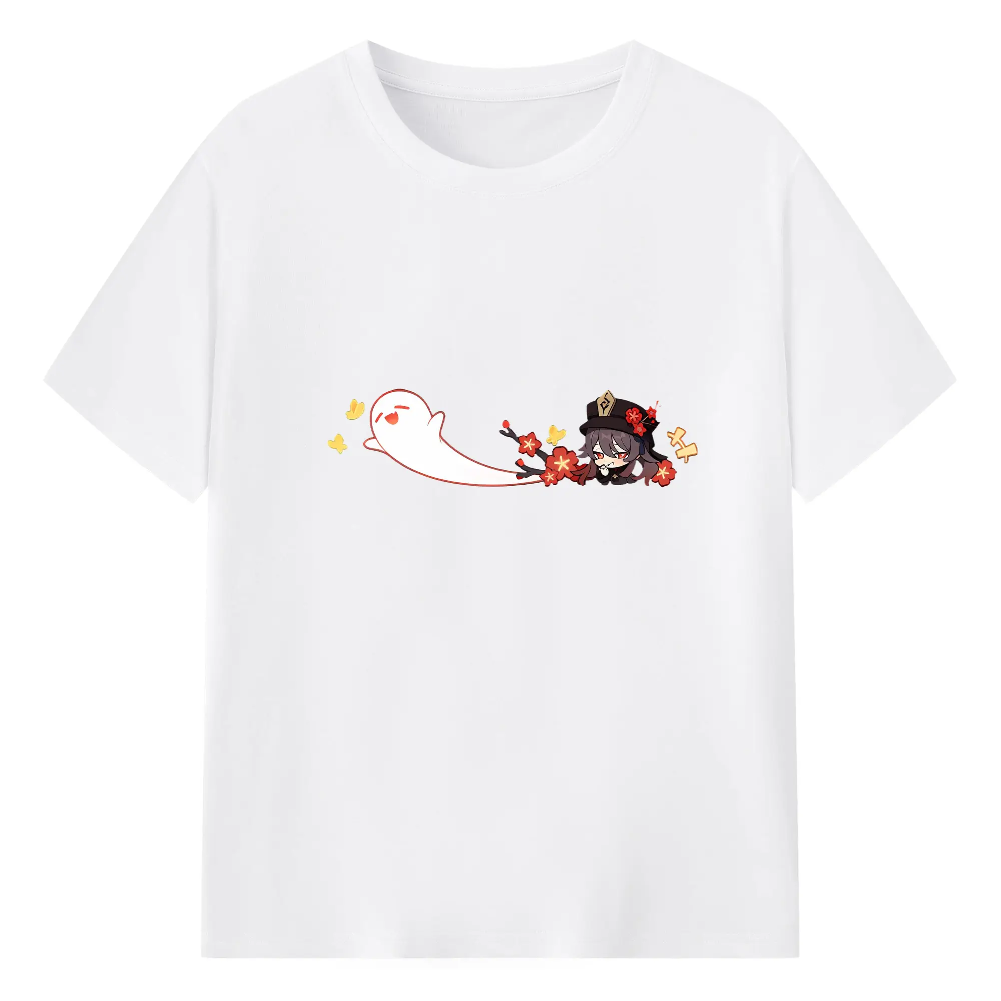 Genshin リーユエ フートウ - 綿100％ 半袖Tシャツ ・ フロントプリント ・ 快適 通気性 ・ 日常使い 散歩 スポーツ用