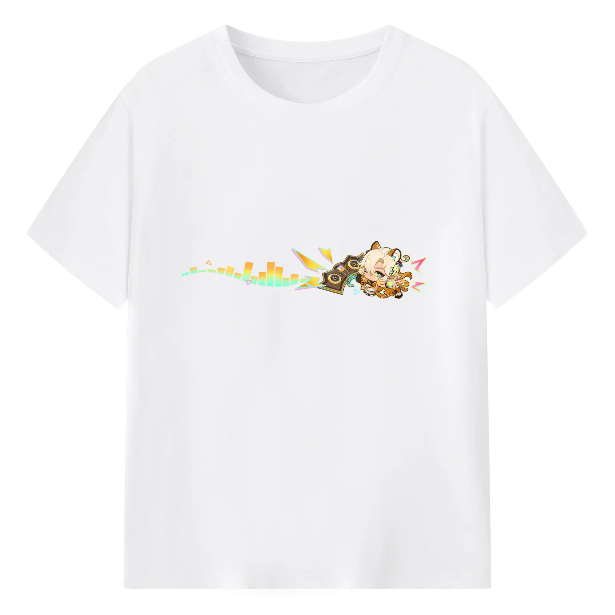 Genshin ナタ シロネン - 綿100％ 半袖Tシャツ ・ フロントプリント ・ 快適 通気性 ・ 日常使い 散歩 スポーツ用
