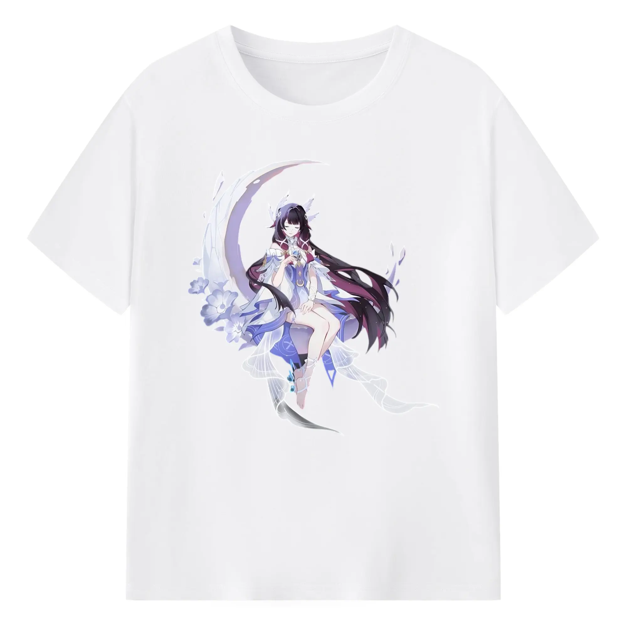 Genshin ナド・クライ 月神 げっしん コロンビーナ - 綿100％ 半袖Tシャツ ・ フロントプリント ・ 快適 通気性 ・ 日常使い 散歩 スポーツ用