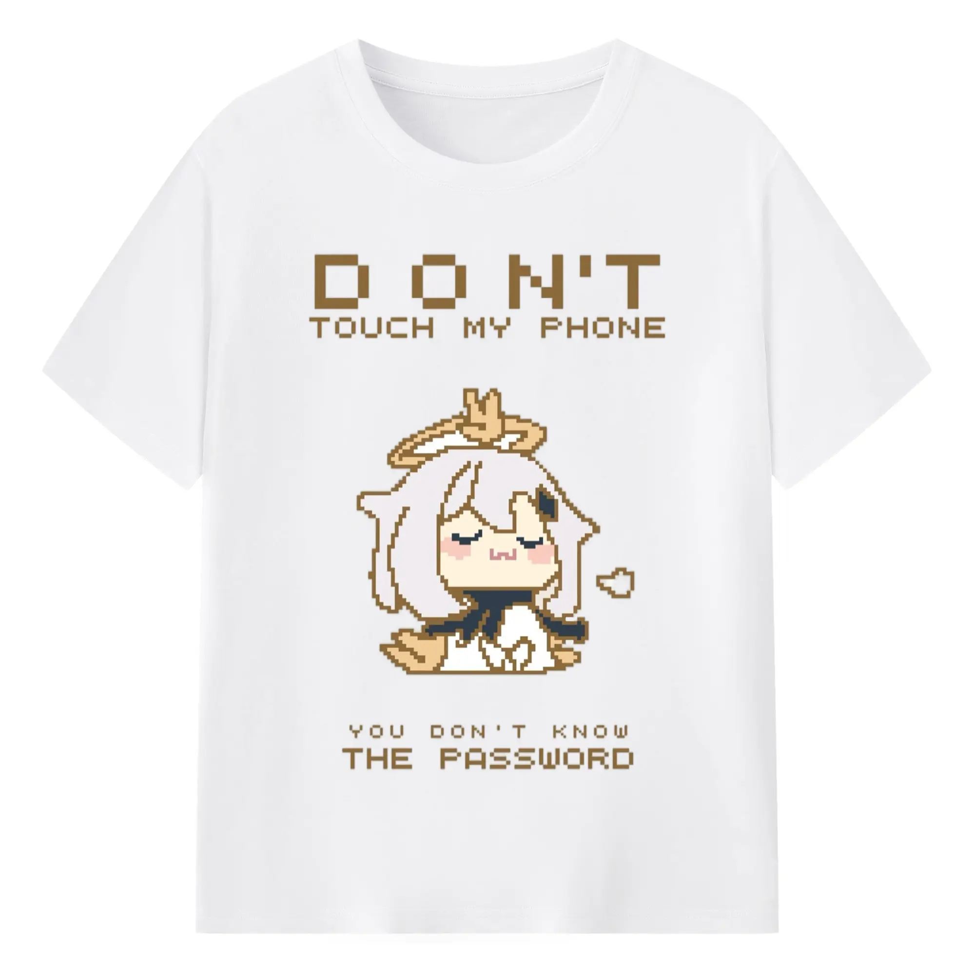 Genshin パイモン - 綿100％ 半袖Tシャツ ・ フロントプリント ・ 快適 通気性 ・ 日常使い 散歩 スポーツ用