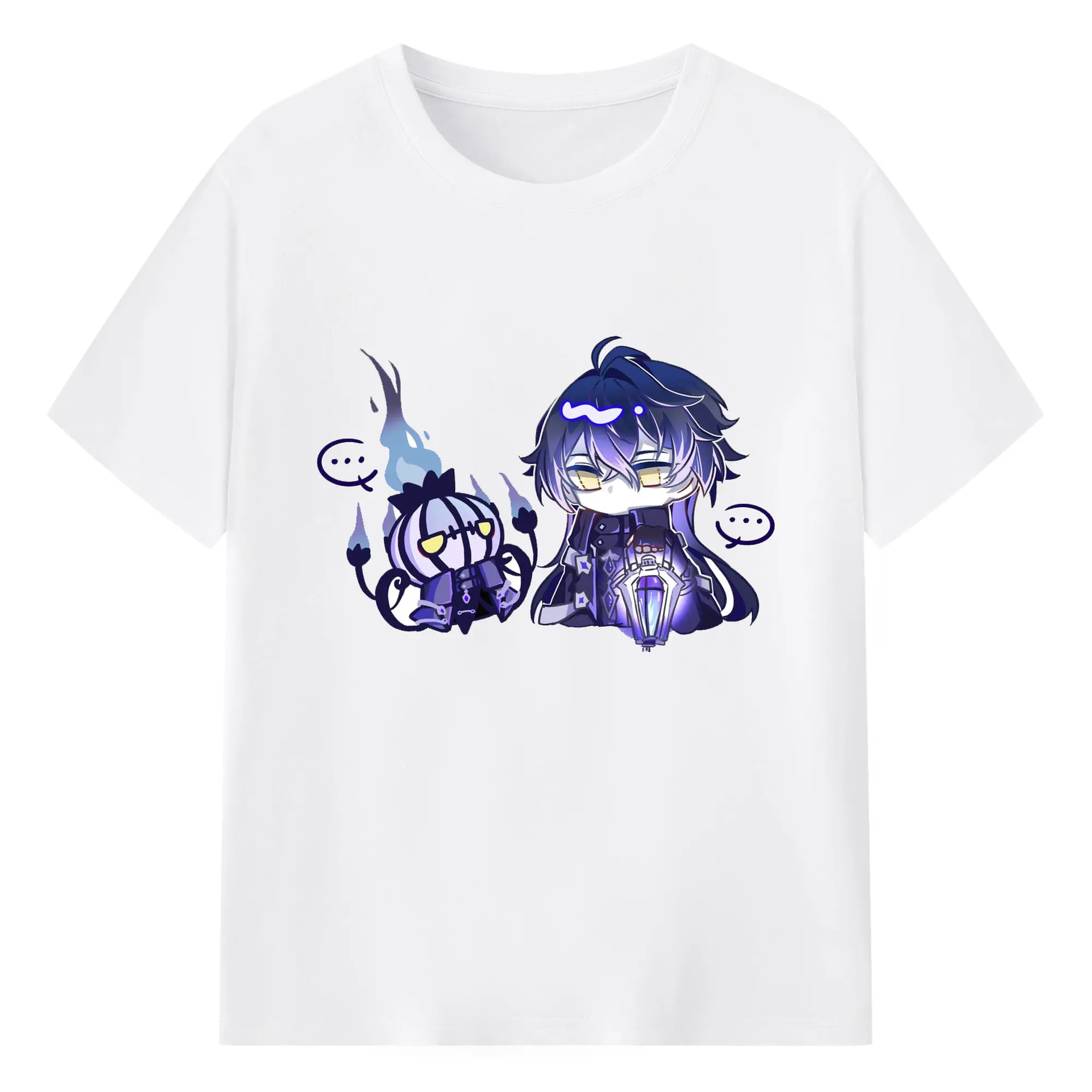 Genshin ナド・クライ フリンズ - 綿100％ 半袖Tシャツ ・ フロントプリント ・ 快適 通気性 ・ 日常使い 散歩 スポーツ用