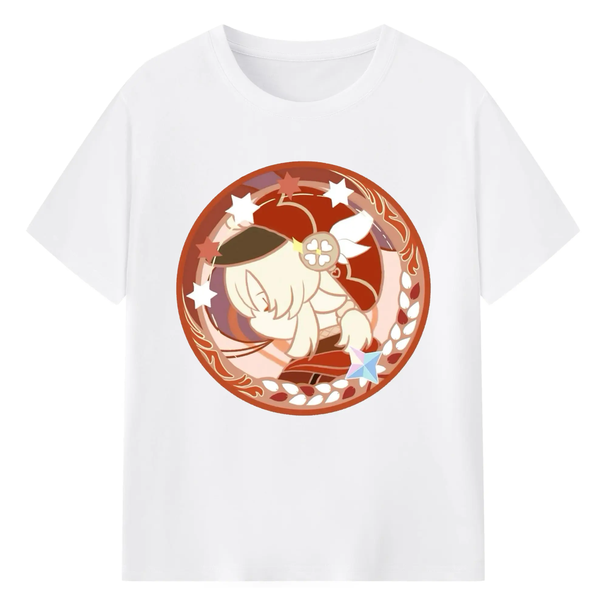 Genshin モンドクレーちゃん - 綿100％ 半袖Tシャツ ・ フロントプリント ・ 快適 通気性 ・ 日常使い 散歩 スポーツ用