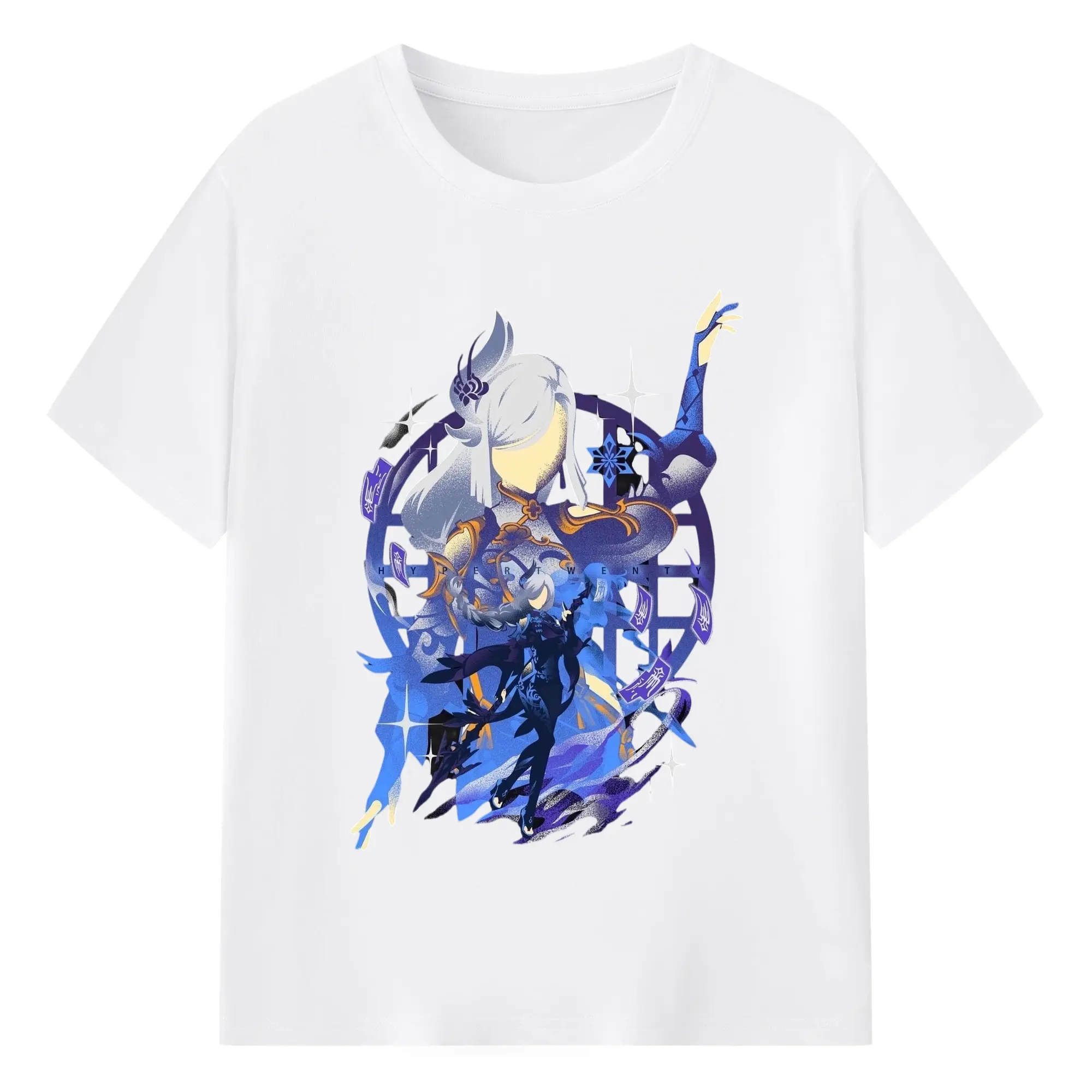 Genshin リーユエ しGenshin リーユエ 申鶴 シェンフー - 綿100％ 半袖Tシャツ ・ フロントプリント ・ 快適 通気性 ・ 日常使い 散歩 スポーツ用