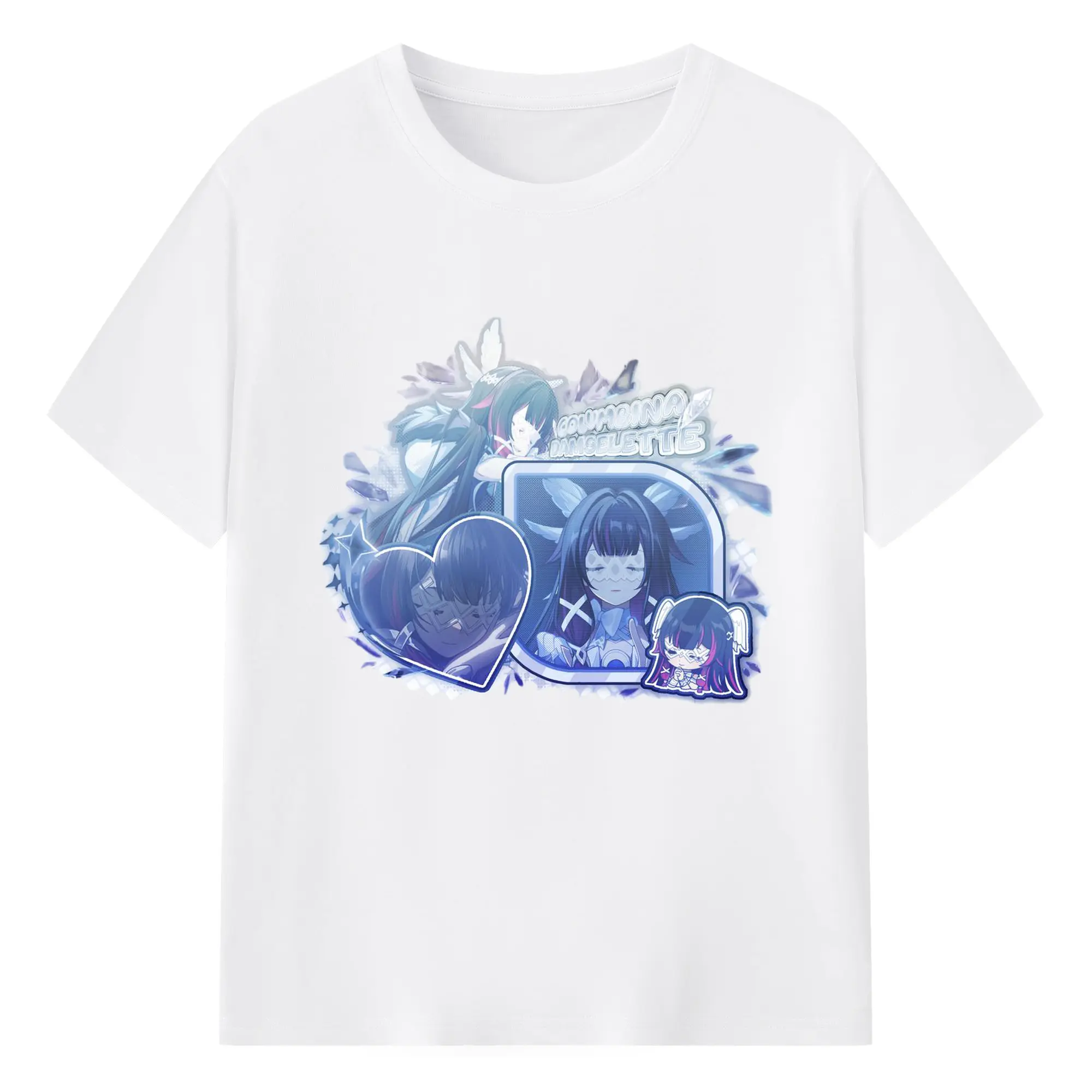 Genshin ナド・クライ月神 げっしん コロンビーナ - 綿100％ 半袖Tシャツ ・ フロントプリント ・ 快適 通気性 ・ 日常使い 散歩 スポーツ用