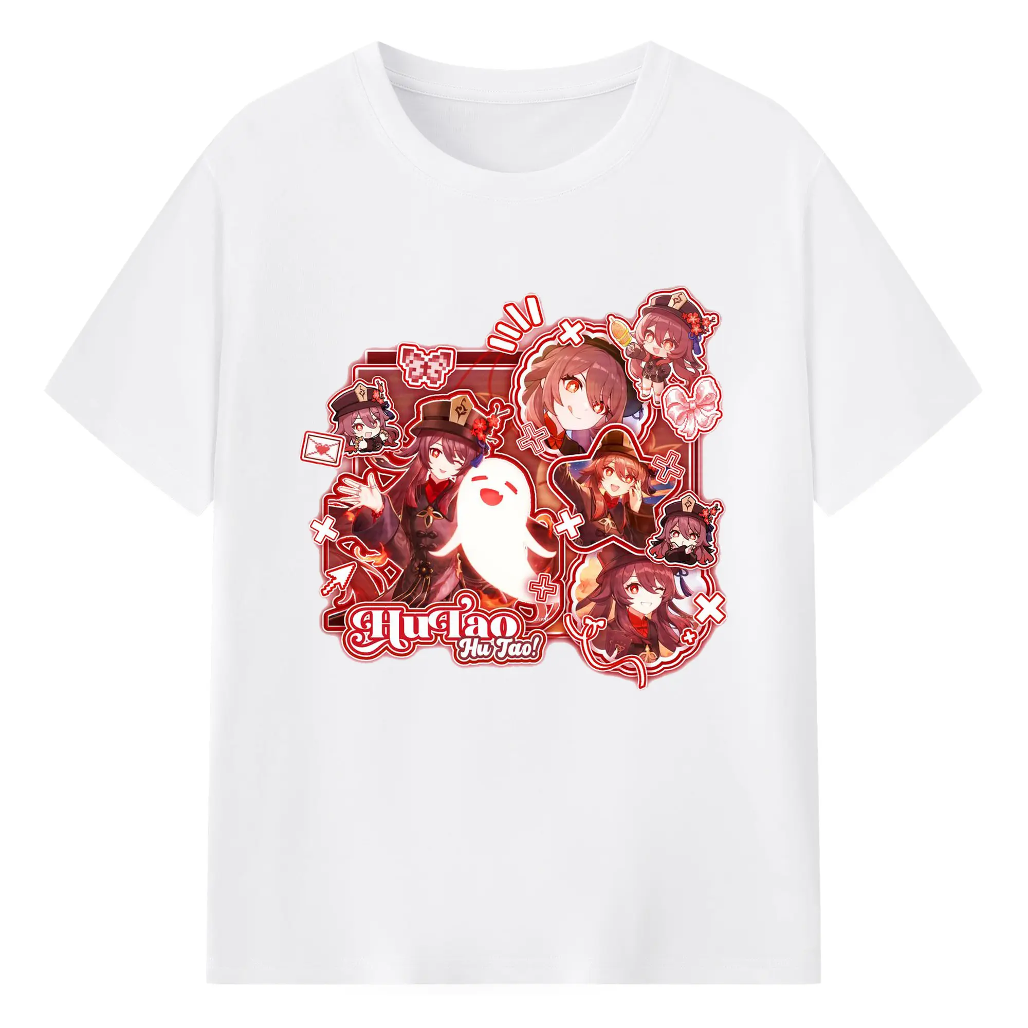 Genshin リーユエ フータオ - 綿100％ 半袖Tシャツ ・ フロントプリント ・ 快適 通気性 ・ 日常使い 散歩 スポーツ用