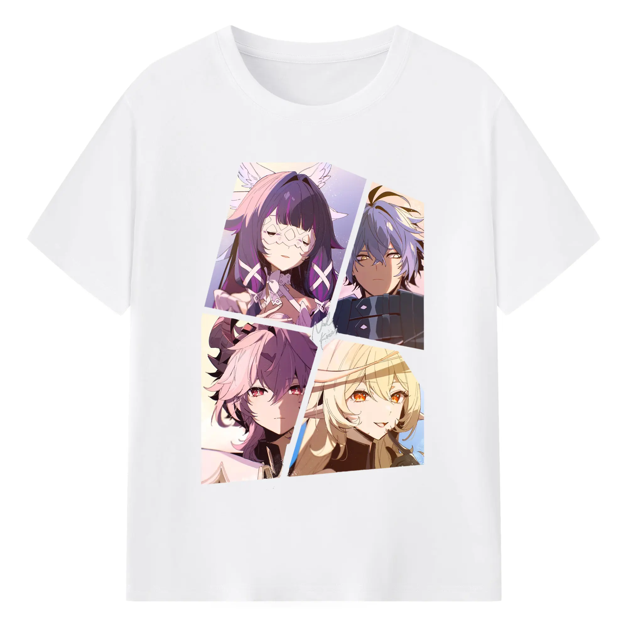 Genshin ナド・クライ人気キャラクター - 綿100％ 半袖Tシャツ ・ フロントプリント ・ 快適 通気性 ・ 日常使い 散歩 スポーツ用