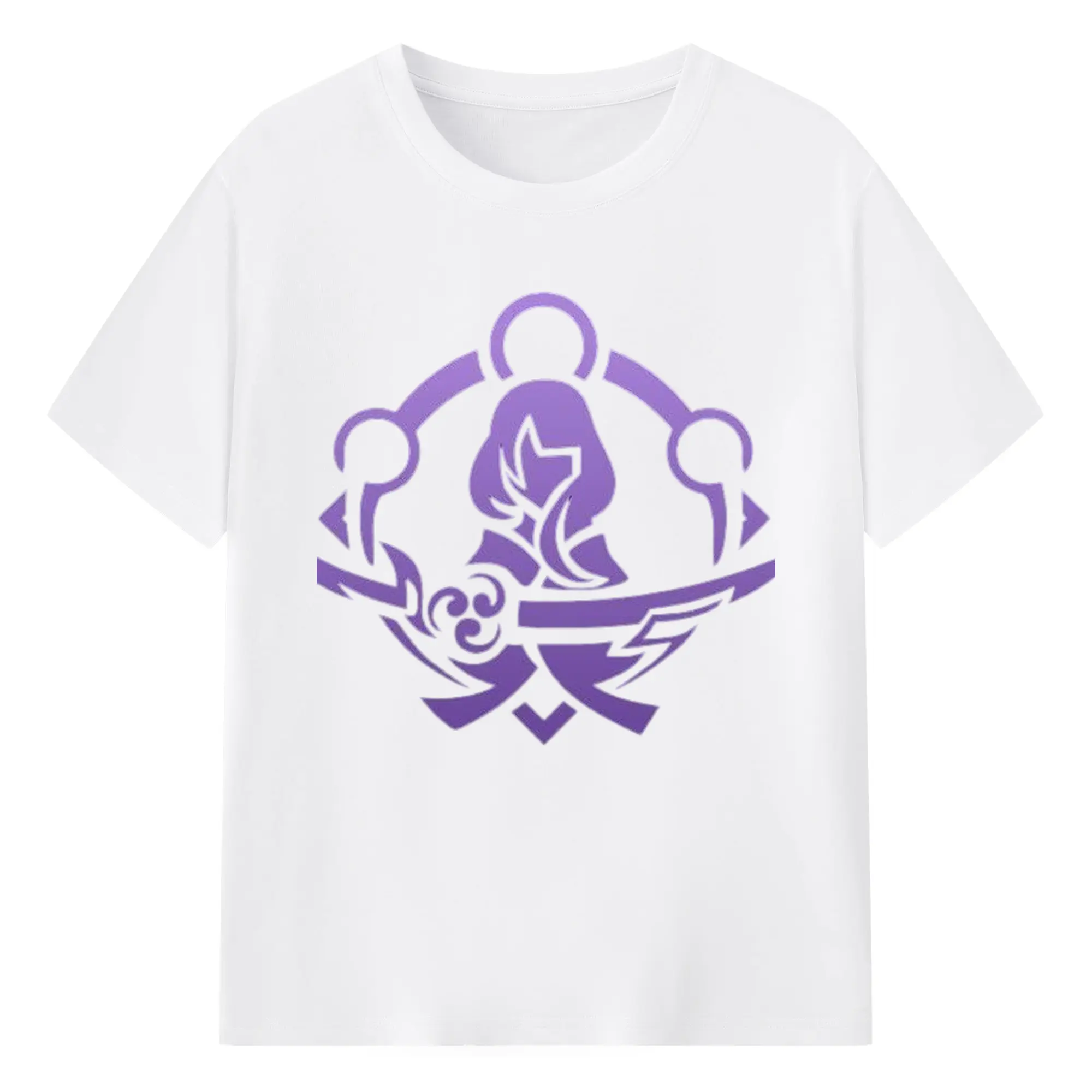 Genshin イナズマ 雷電将軍 - 綿100％ 半袖Tシャツ ・ フロントプリント ・ 快適 通気性 ・ 日常使い 散歩 スポーツ用