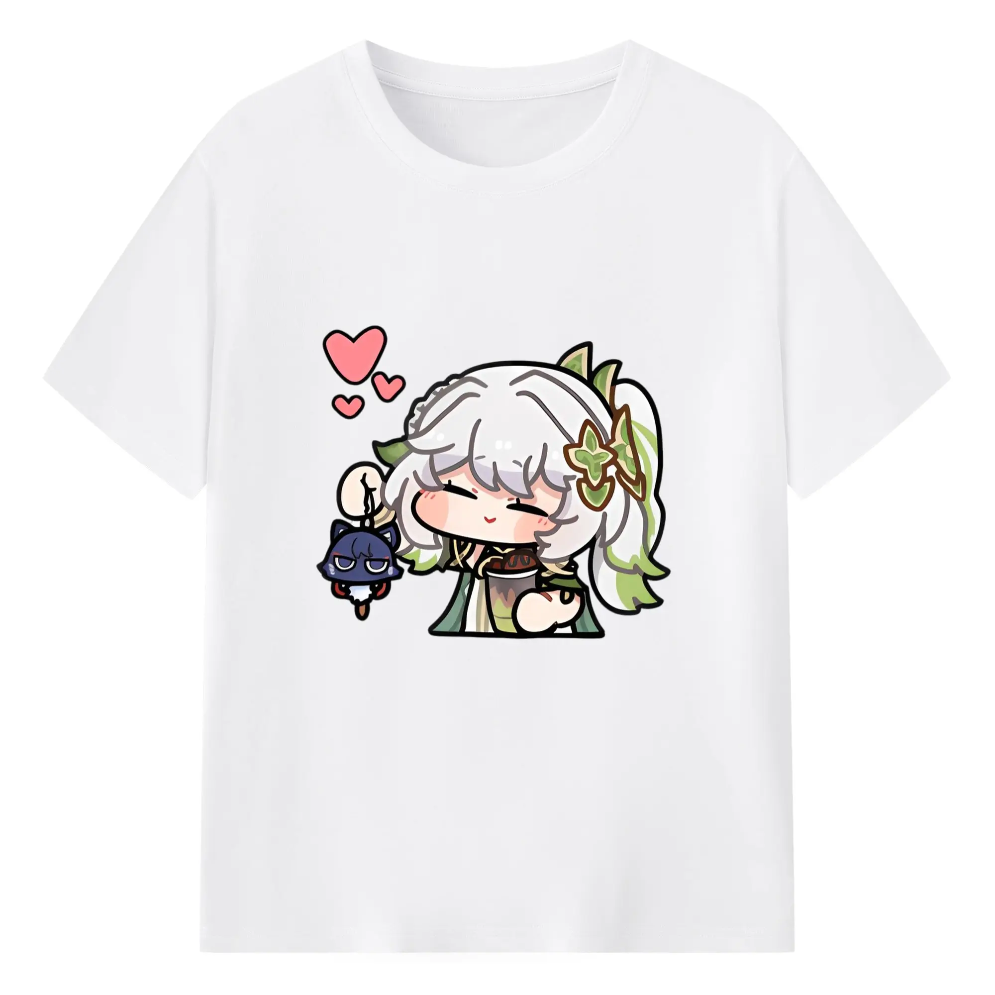 Genshin スメール草神そうしん ナヒーダ - 綿100％ 半袖Tシャツ ・ フロントプリント ・ 快適 通気性 ・ 日常使い 散歩 スポーツ用