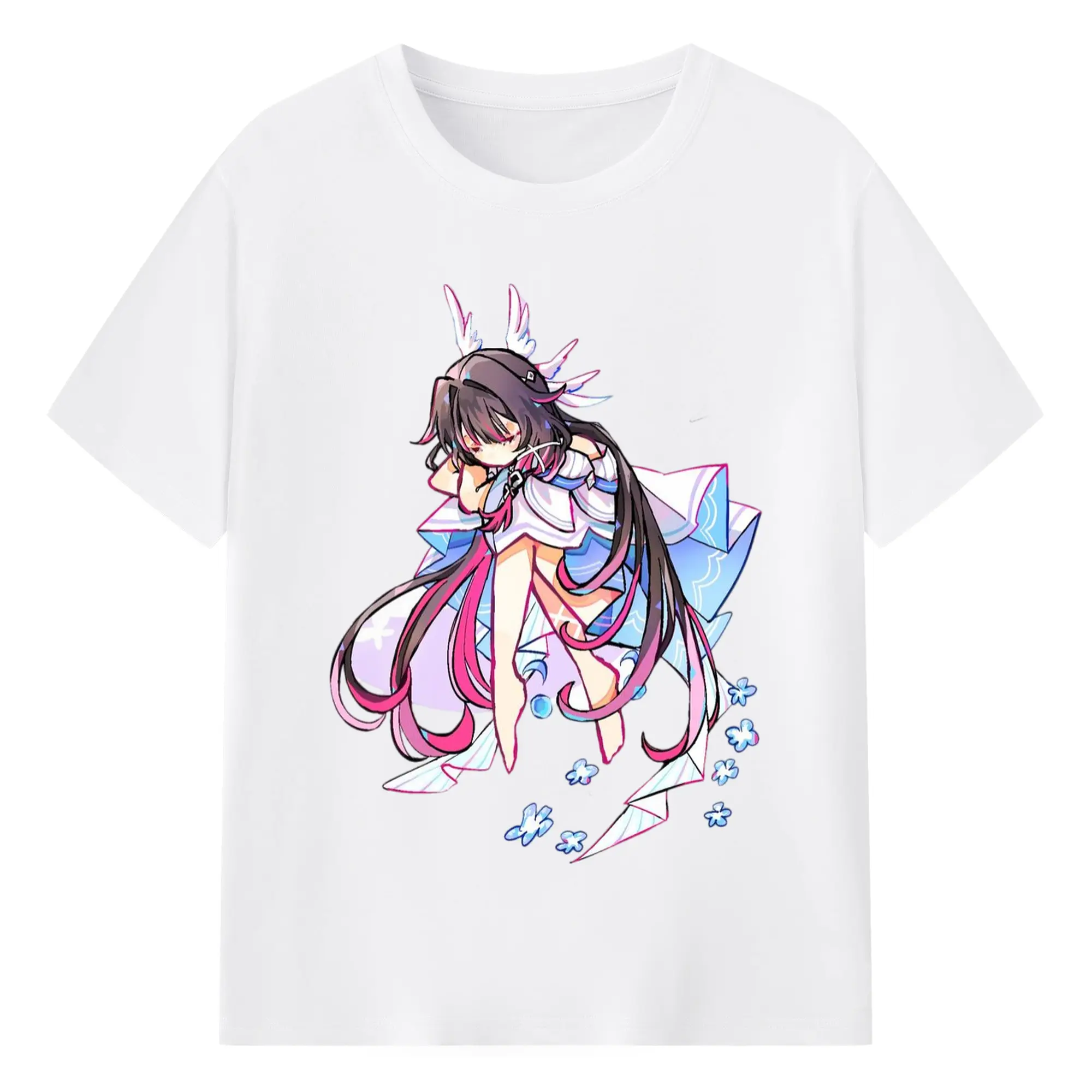 Genshin ナド・クライ  月神 げっしん コロンビーナ - 綿100％ 半袖Tシャツ ・ フロントプリント ・ 快適 通気性 ・ 日常使い 散歩 スポーツ用