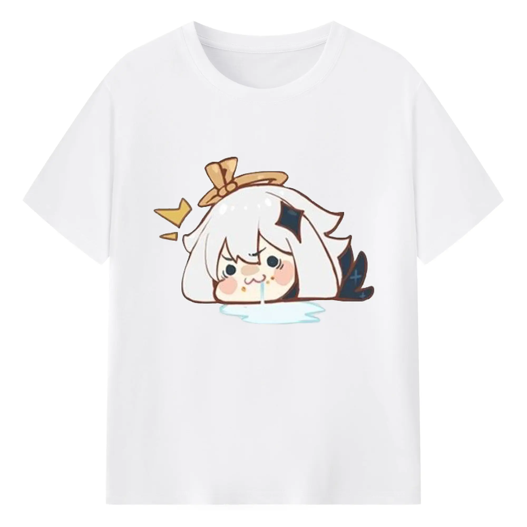 Genshin パイモン - 綿100％ 半袖Tシャツ ・ フロントプリント ・ 快適 通気性 ・ 日常使い 散歩 スポーツ用