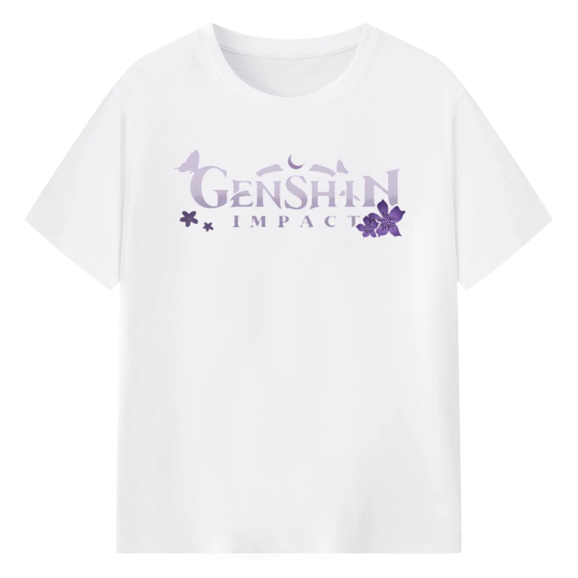 Genshin　シンプルロゴ - 綿100％ 半袖Tシャツ ・ フロントプリント ・ 快適 通気性 ・ 日常使い 散歩 スポーツ用