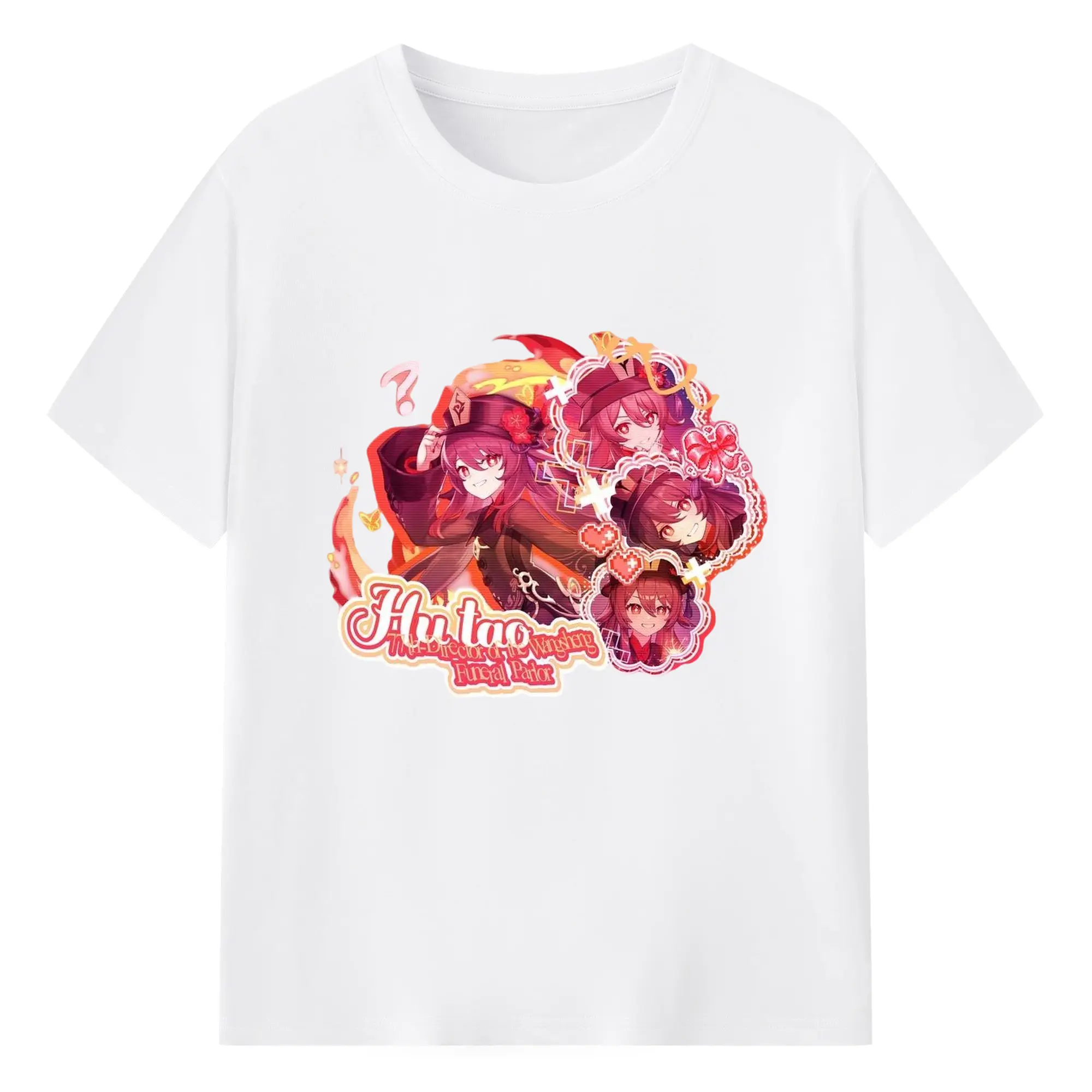 Genshin リーユエ フータオ - 綿100％ 半袖Tシャツ ・ フロントプリント ・ 快適 通気性 ・ 日常使い 散歩 スポーツ用