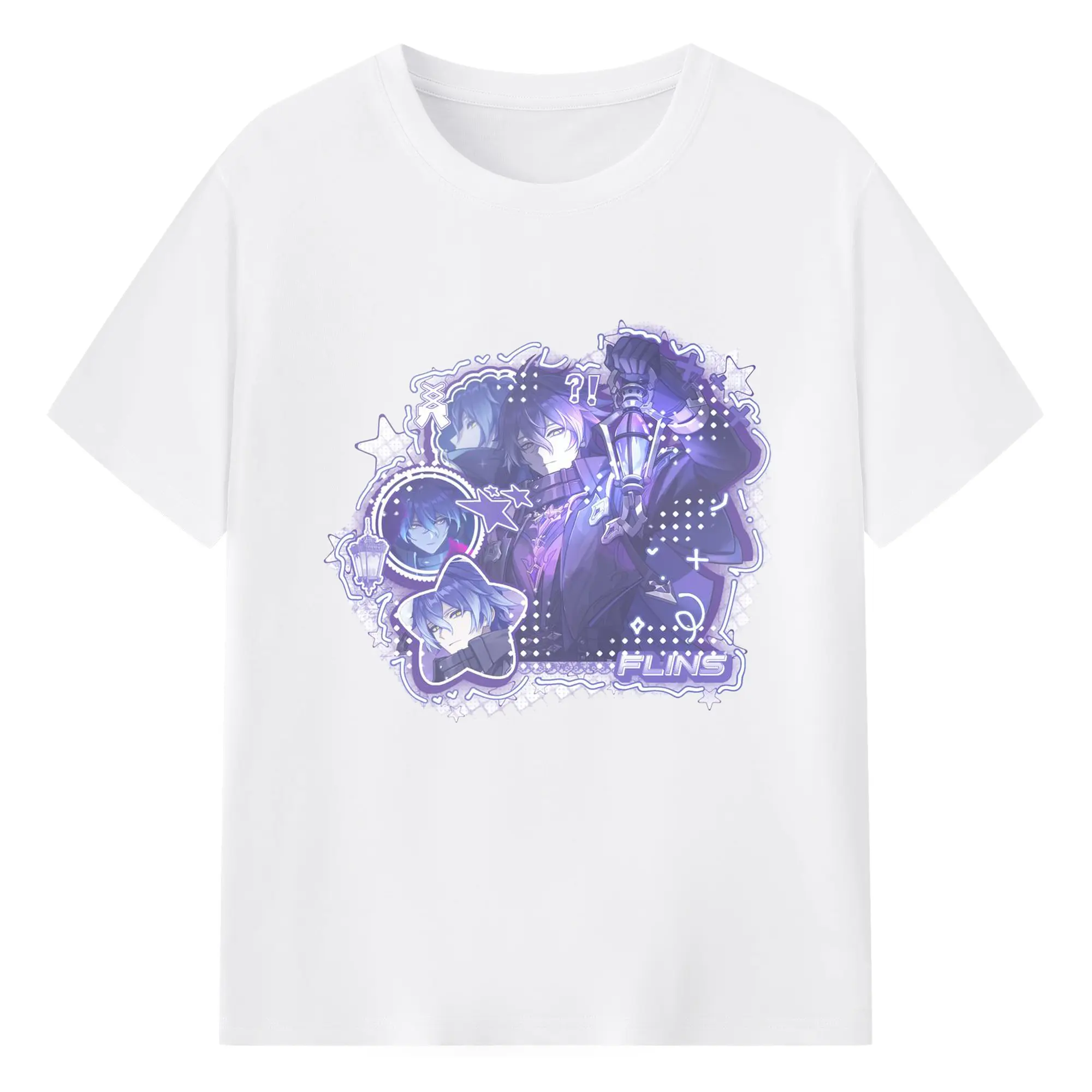 Genshin  ナド・クライ フリンズ - 綿100％ 半袖Tシャツ ・ フロントプリント ・ 快適 通気性 ・ 日常使い 散歩 スポーツ用