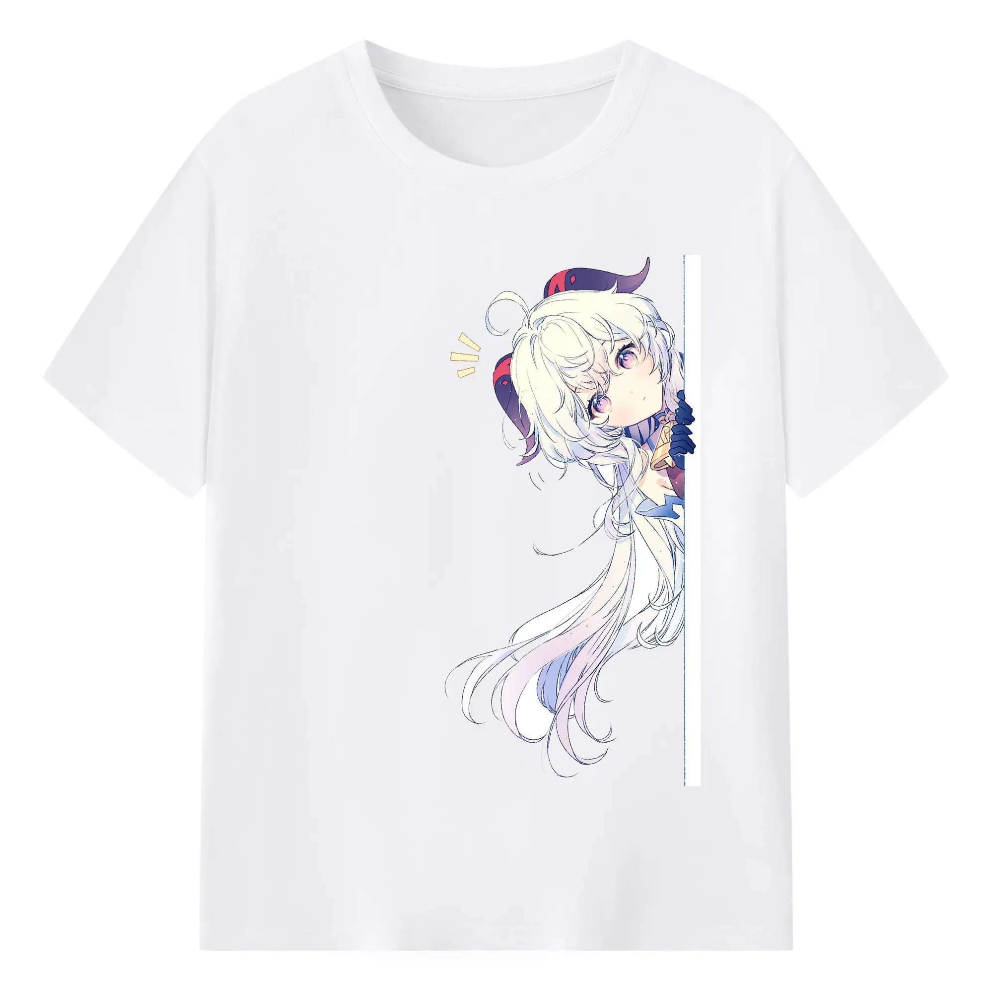 Genshin リーユエ 甘雨 見つかる瞬間 - 綿100％ 半袖Tシャツ ・ フロントプリント ・ 快適 通気性 ・ 日常使い 散歩 スポーツ用