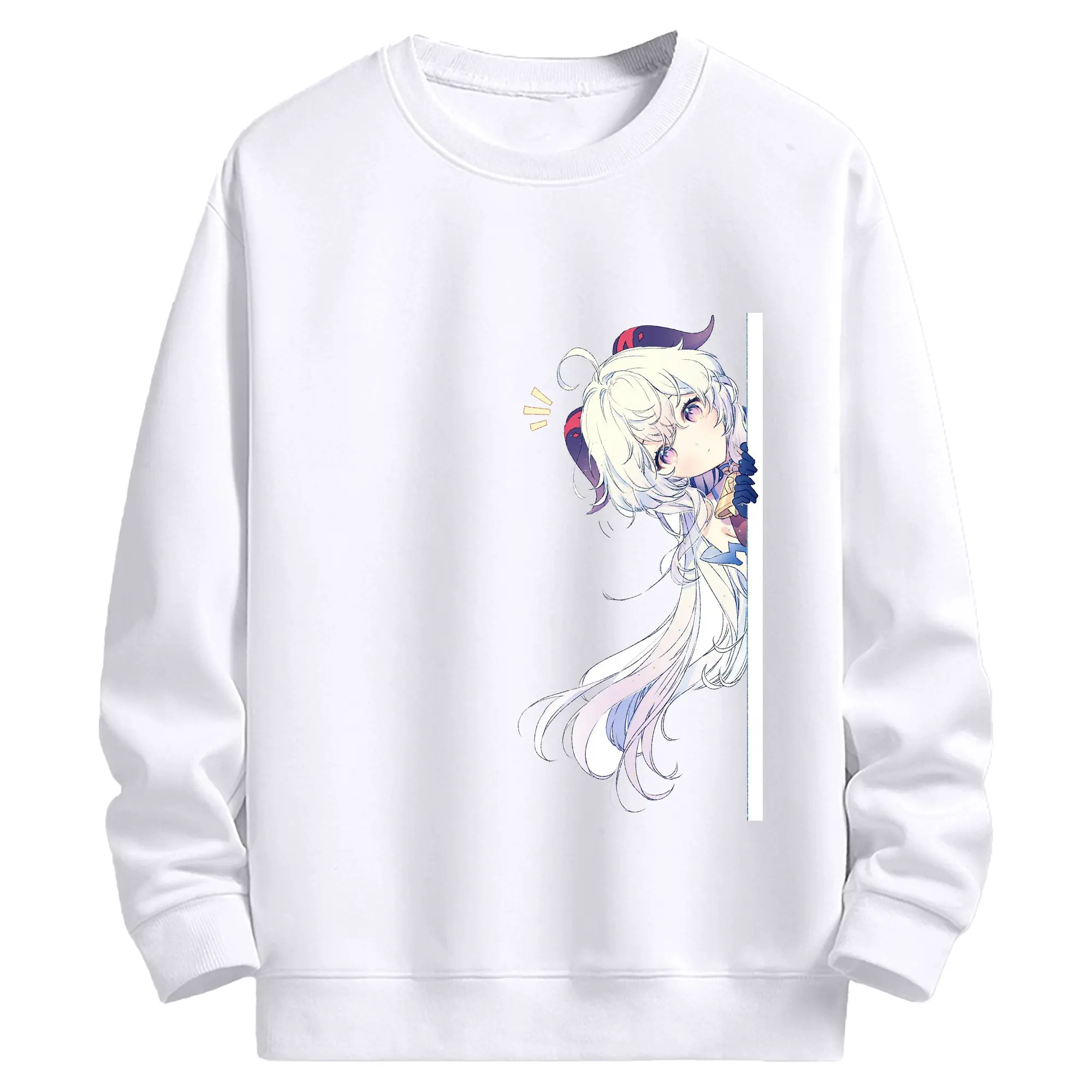 Genshin リーユエ 甘雨 見つかる瞬間 - 高品質 クルーネック スウェット ・ コットン59％ ポリエステル41％ ・ ユニセックス 長袖 トレーナー ・ カジュアル デイリー スポーツ 散歩用