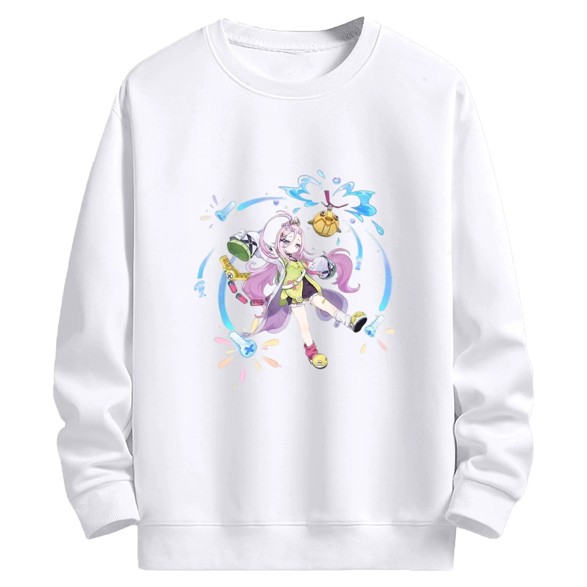 Genshin ナド・クライ - 高品質 クルーネック スウェット ・ コットン59％ ポリエステル41％ ・ ユニセックス 長袖 トレーナー ・ カジュアル デイリー スポーツ 散歩用