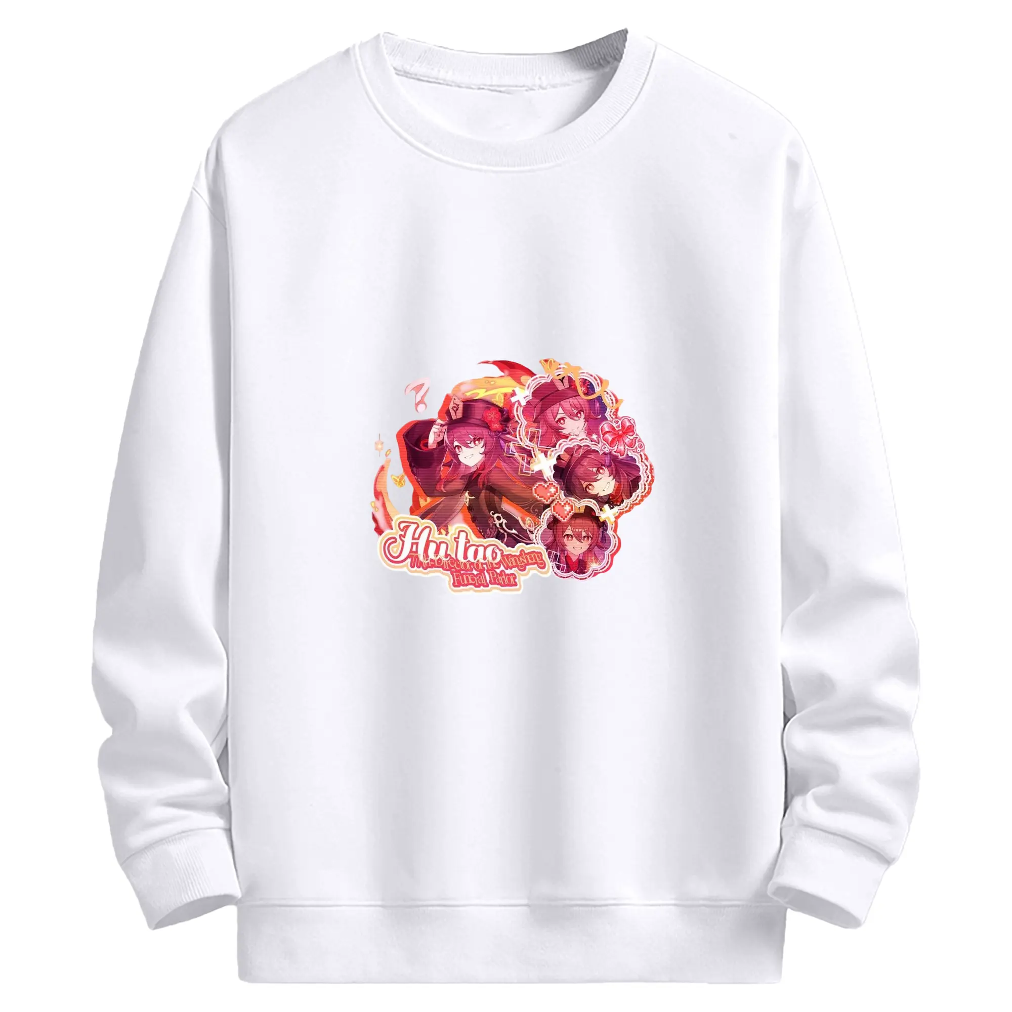 Genshin リーユエ フータオ - 高品質 クルーネック スウェット ・ コットン59％ ポリエステル41％ ・ ユニセックス 長袖 トレーナー ・ カジュアル デイリー スポーツ 散歩用