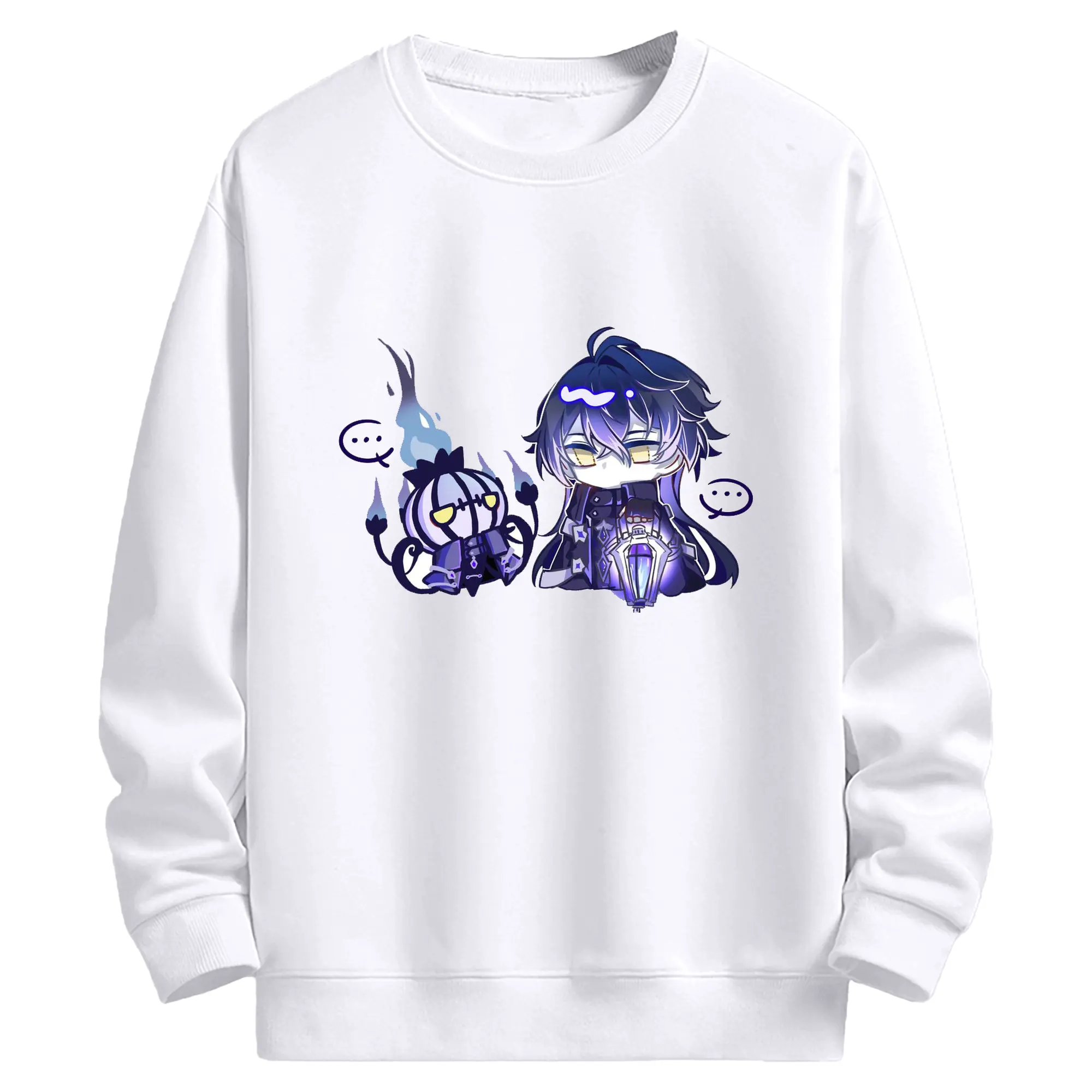 Genshin ナド・クライ フリンズ - 高品質 クルーネック スウェット ・ コットン59％ ポリエステル41％ ・ ユニセックス 長袖 トレーナー ・ カジュアル デイリー スポーツ 散歩用