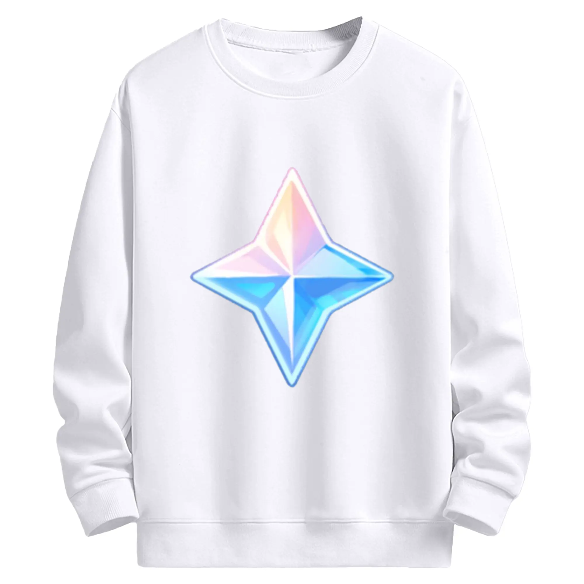 Genshin 原石で運気アップ！ - 高品質 クルーネック スウェット ・ コットン59％ ポリエステル41％ ・ ユニセックス 長袖 トレーナー ・ カジュアル デイリー スポーツ 散歩用