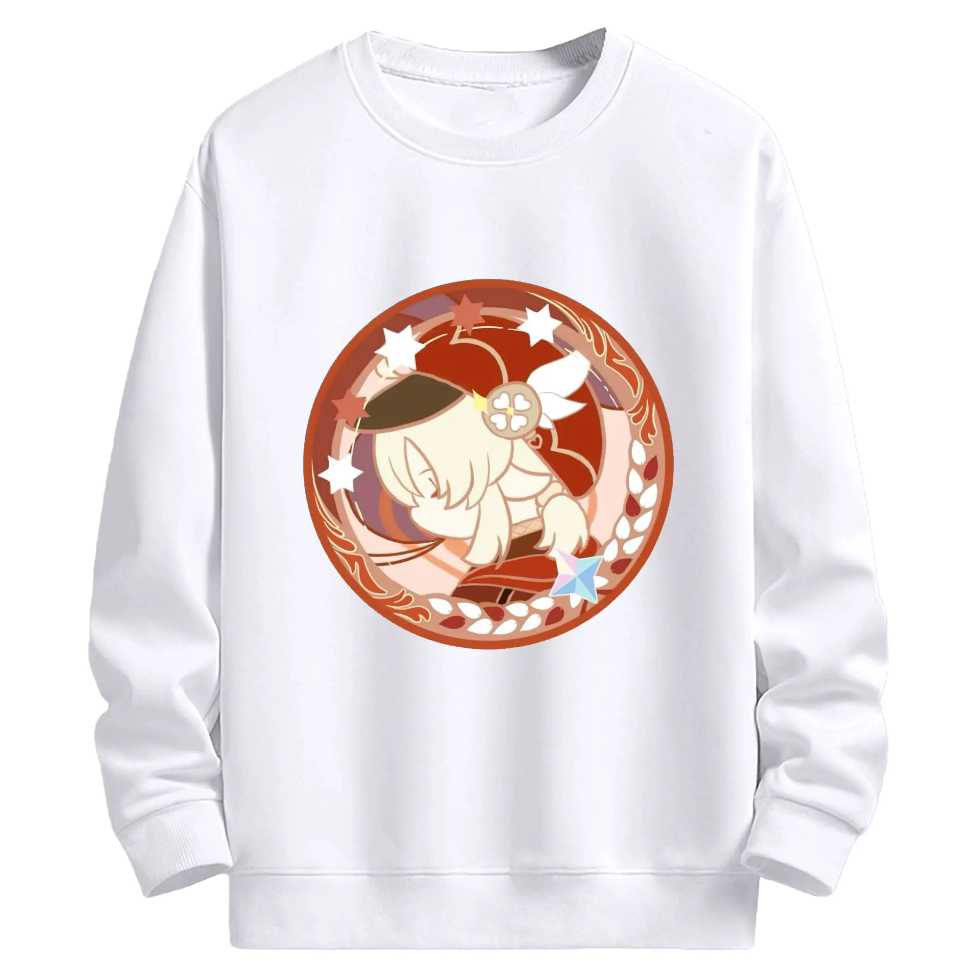 Genshin モンドクレーちゃん - 高品質 クルーネック スウェット ・ コットン59％ ポリエステル41％ ・ ユニセックス 長袖 トレーナー ・ カジュアル デイリー スポーツ 散歩用