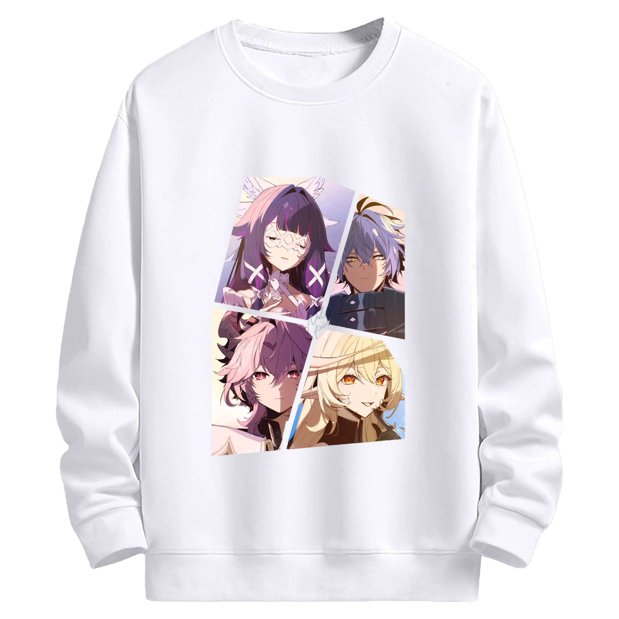 Genshin ナド・クライ人気キャラクター - 高品質 クルーネック スウェット ・ コットン59％ ポリエステル41％ ・ ユニセックス 長袖 トレーナー ・ カジュアル デイリー スポーツ 散歩用