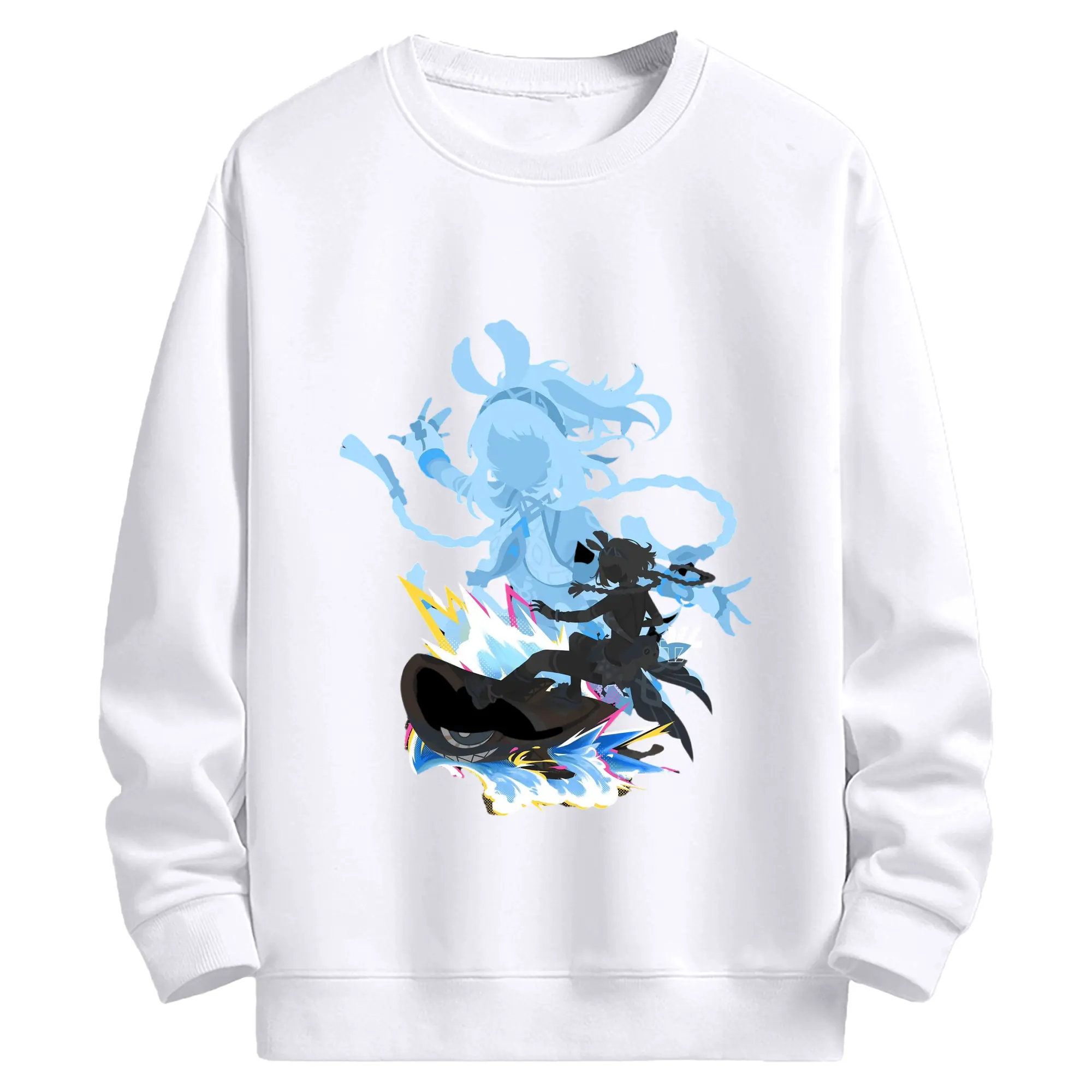 Genshin - 高品質 クルーネック スウェット ・ コットン59％ ポリエステル41％ ・ ユニセックス 長袖 トレーナー ・ カジュアル デイリー スポーツ 散歩用