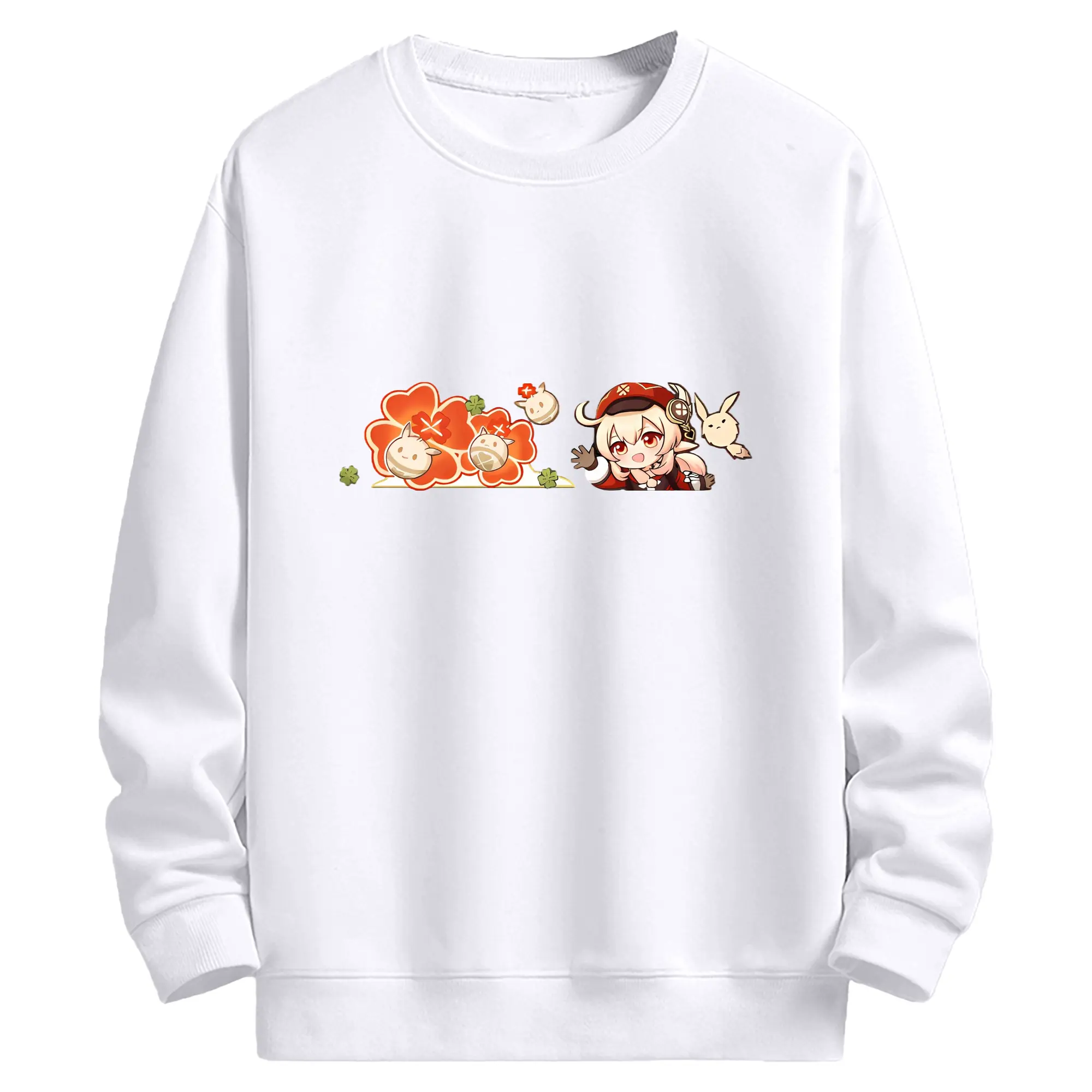 Genshin モンド クレーちゃん - 高品質 クルーネック スウェット ・ コットン59％ ポリエステル41％ ・ ユニセックス 長袖 トレーナー ・ カジュアル デイリー スポーツ 散歩用