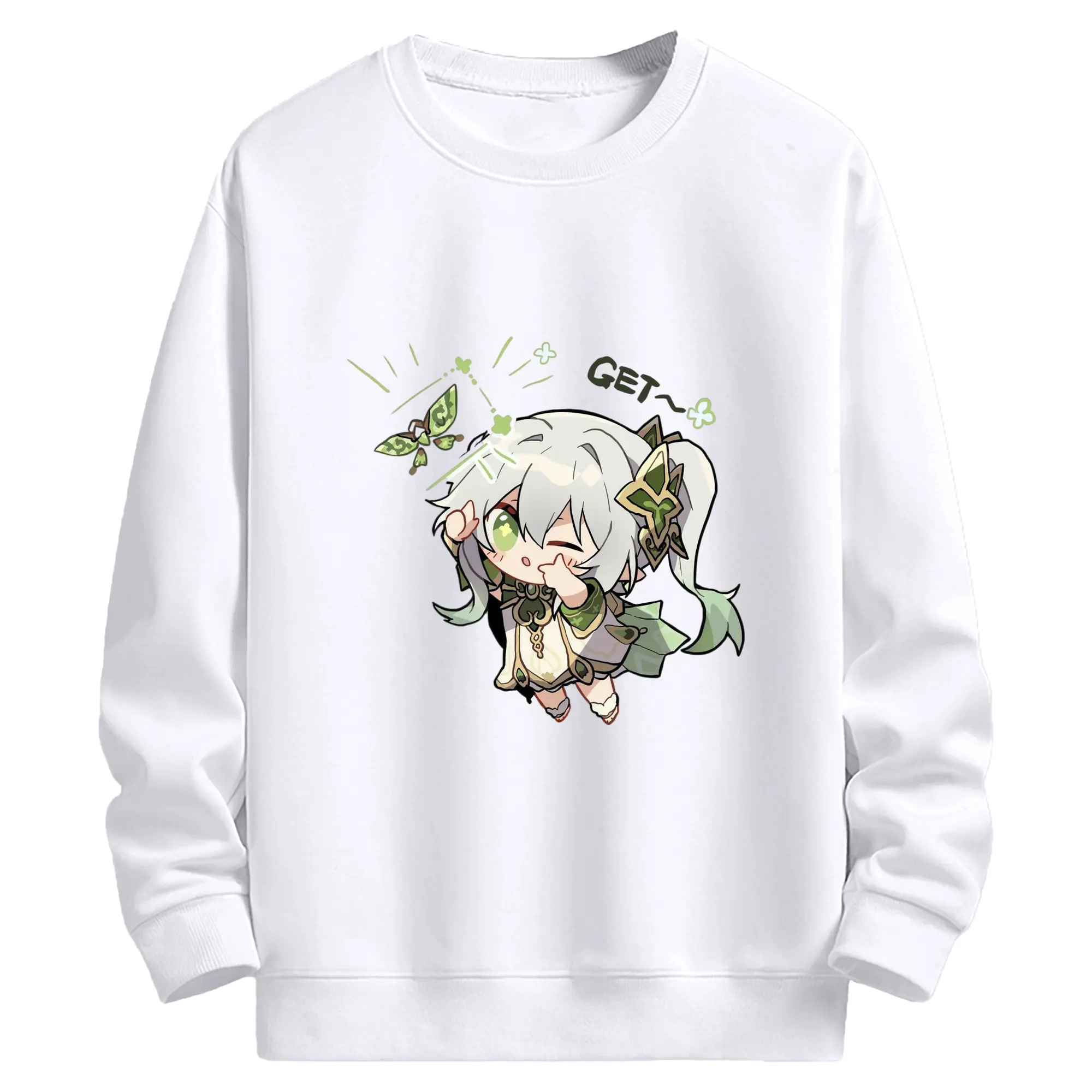 Genshin スメール 草神そうしん ナヒーダ - 高品質 クルーネック スウェット ・ コットン59％ ポリエステル41％ ・ ユニセックス 長袖 トレーナー ・ カジュアル デイリー スポーツ 散歩用