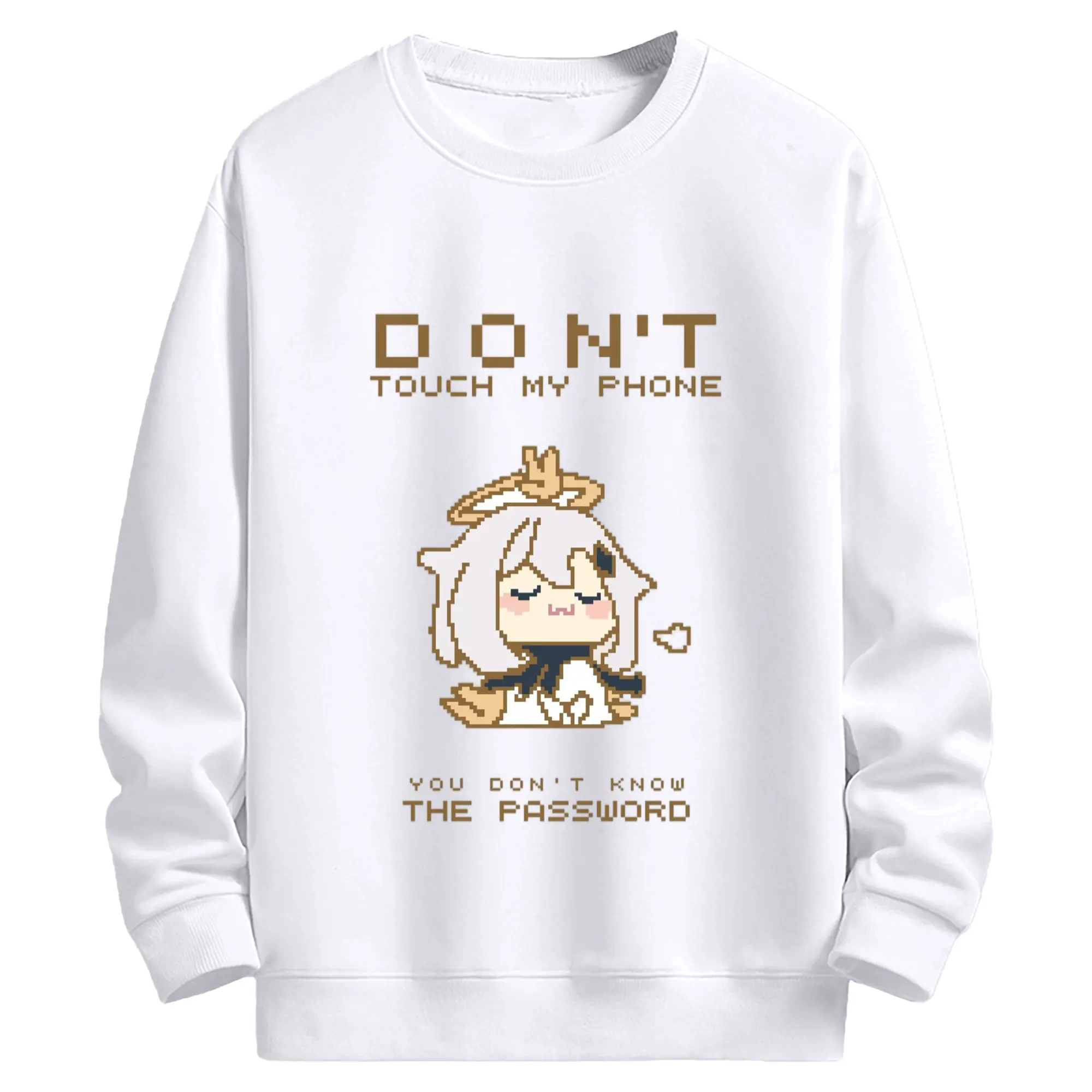 Genshin パイモン - 高品質 クルーネック スウェット ・ コットン59％ ポリエステル41％ ・ ユニセックス 長袖 トレーナー ・ カジュアル デイリー スポーツ 散歩用