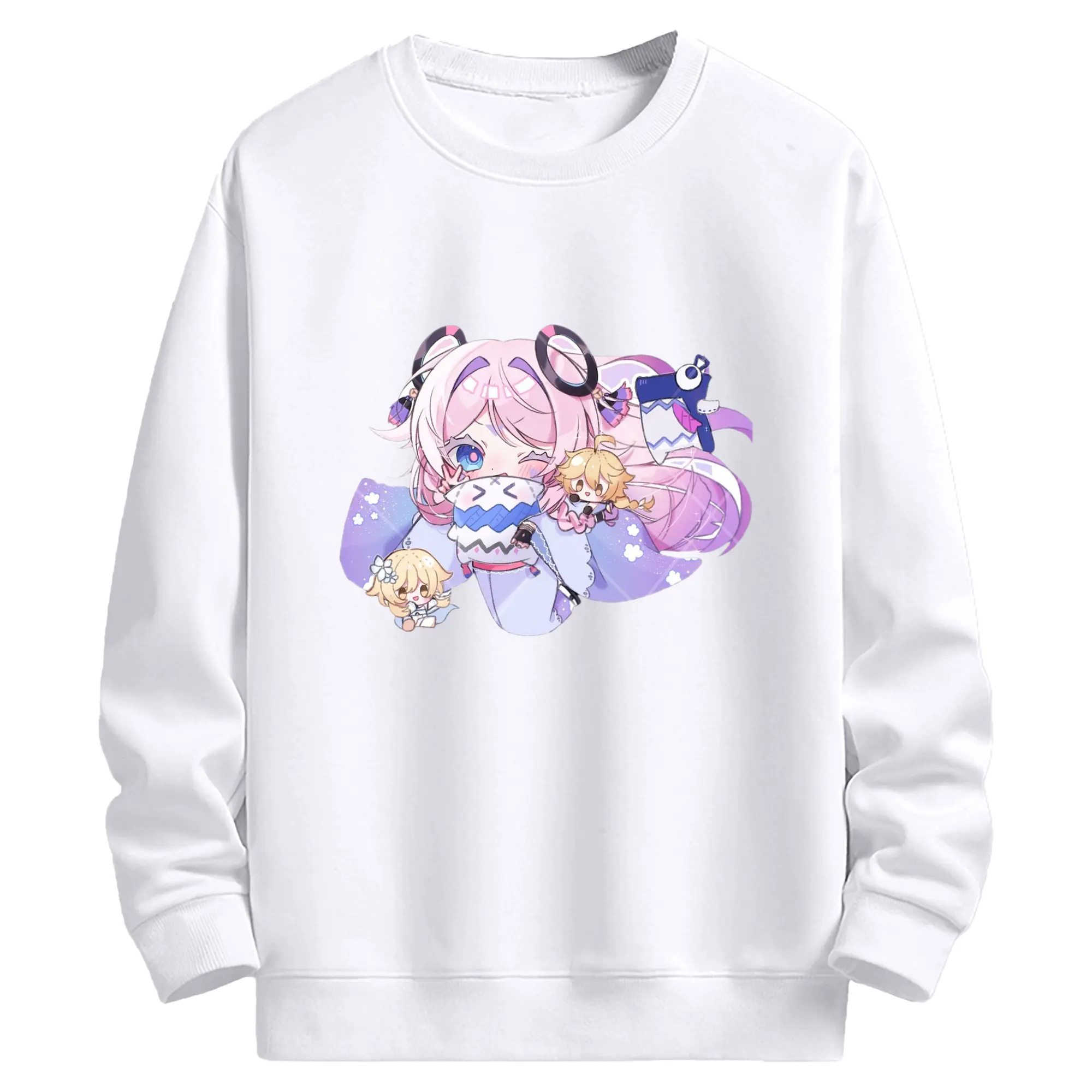 Gnshin ナタ シトラリ a - 高品質 クルーネック スウェット ・ コットン59％ ポリエステル41％ ・ ユニセックス 長袖 トレーナー ・ カジュアル デイリー スポーツ 散歩用