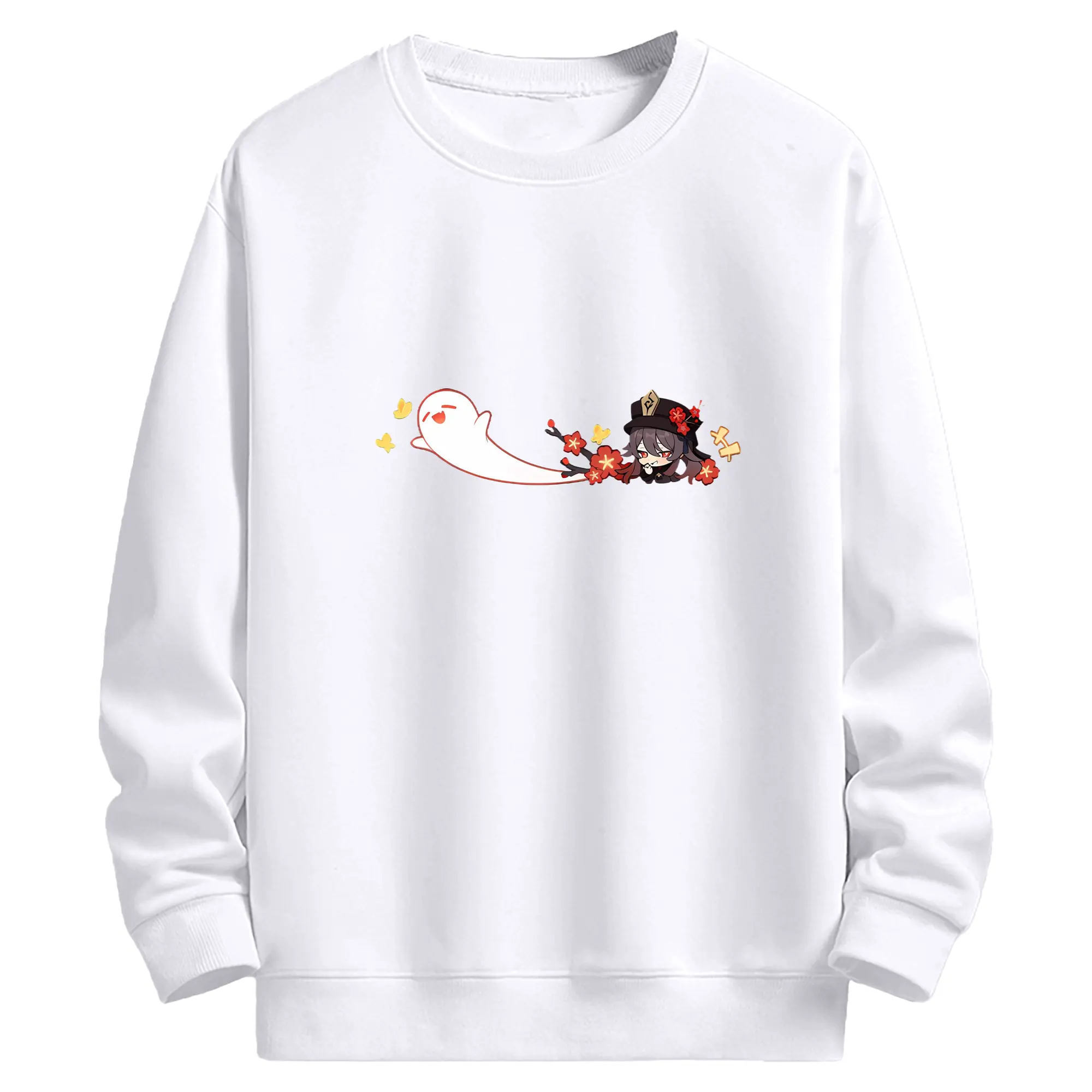 Genshin リーユエ フートウ - 高品質 クルーネック スウェット ・ コットン59％ ポリエステル41％ ・ ユニセックス 長袖 トレーナー ・ カジュアル デイリー スポーツ 散歩用