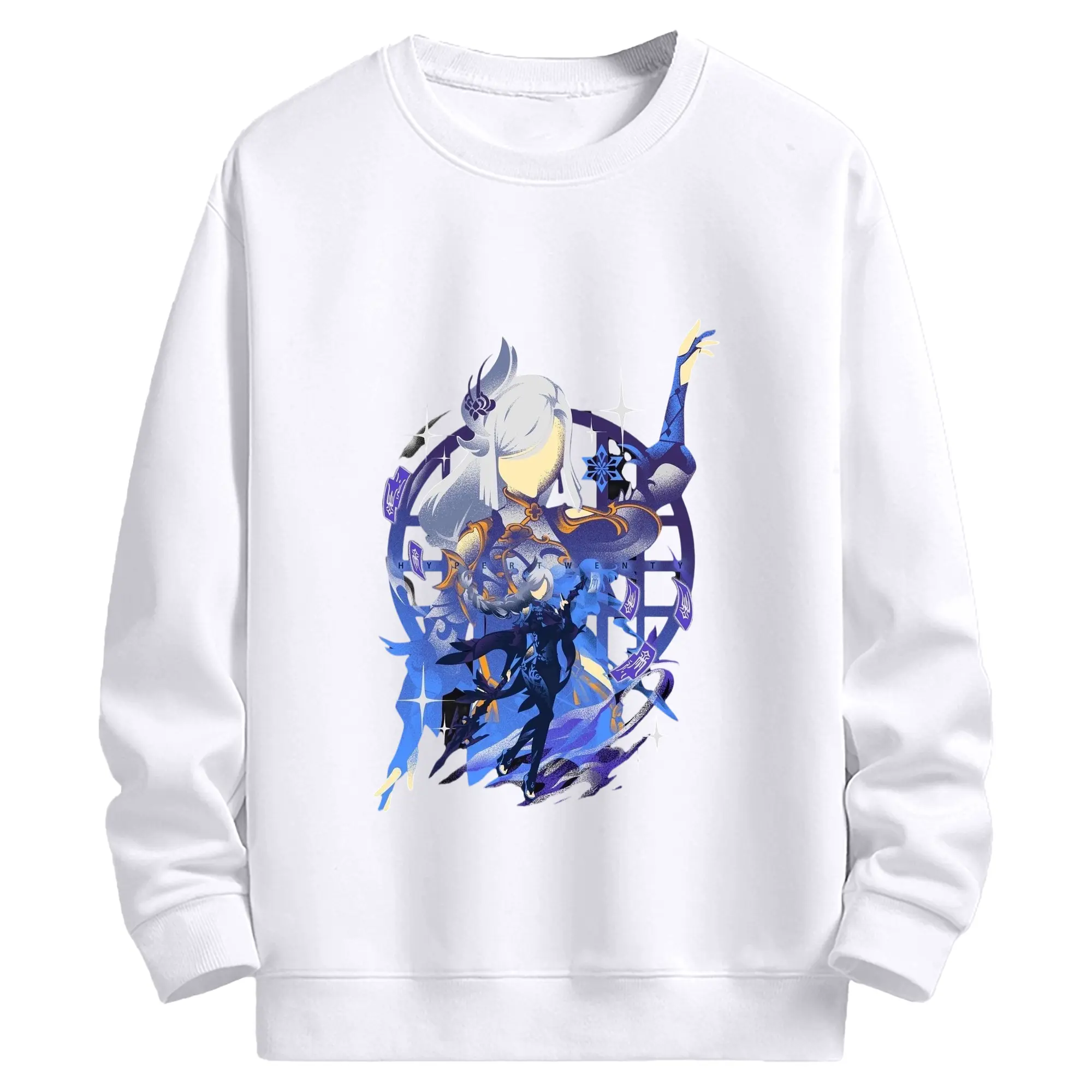 Genshin リーユエ しGenshin リーユエ 申鶴 シェンフー - 高品質 クルーネック スウェット ・ コットン59％ ポリエステル41％ ・ ユニセックス 長袖 トレーナー ・ カジュアル デイリー スポーツ 散歩用