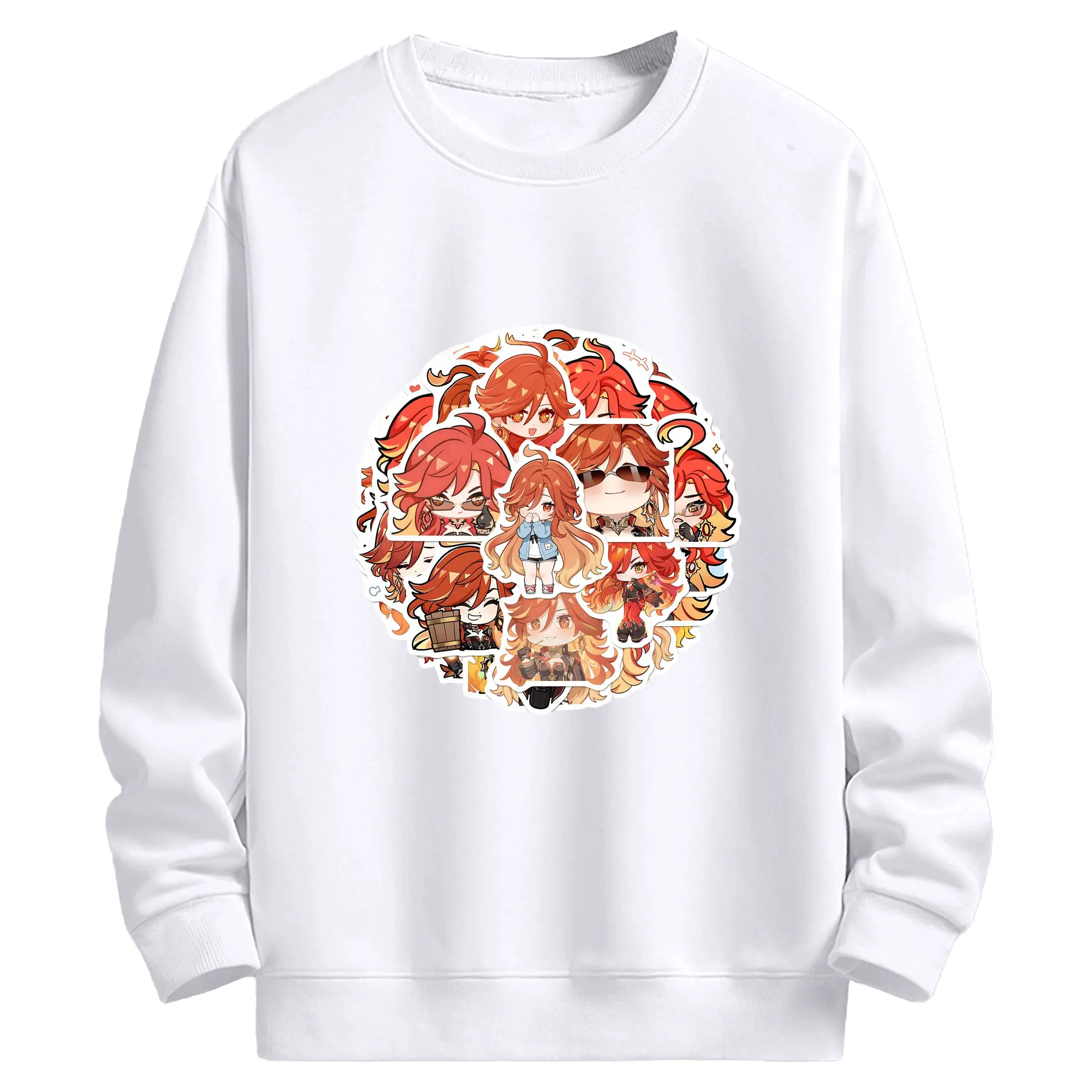 Genshin 炎神えんしん マーヴィカ - 高品質 クルーネック スウェット ・ コットン59％ ポリエステル41％ ・ ユニセックス 長袖 トレーナー ・ カジュアル デイリー スポーツ 散歩用