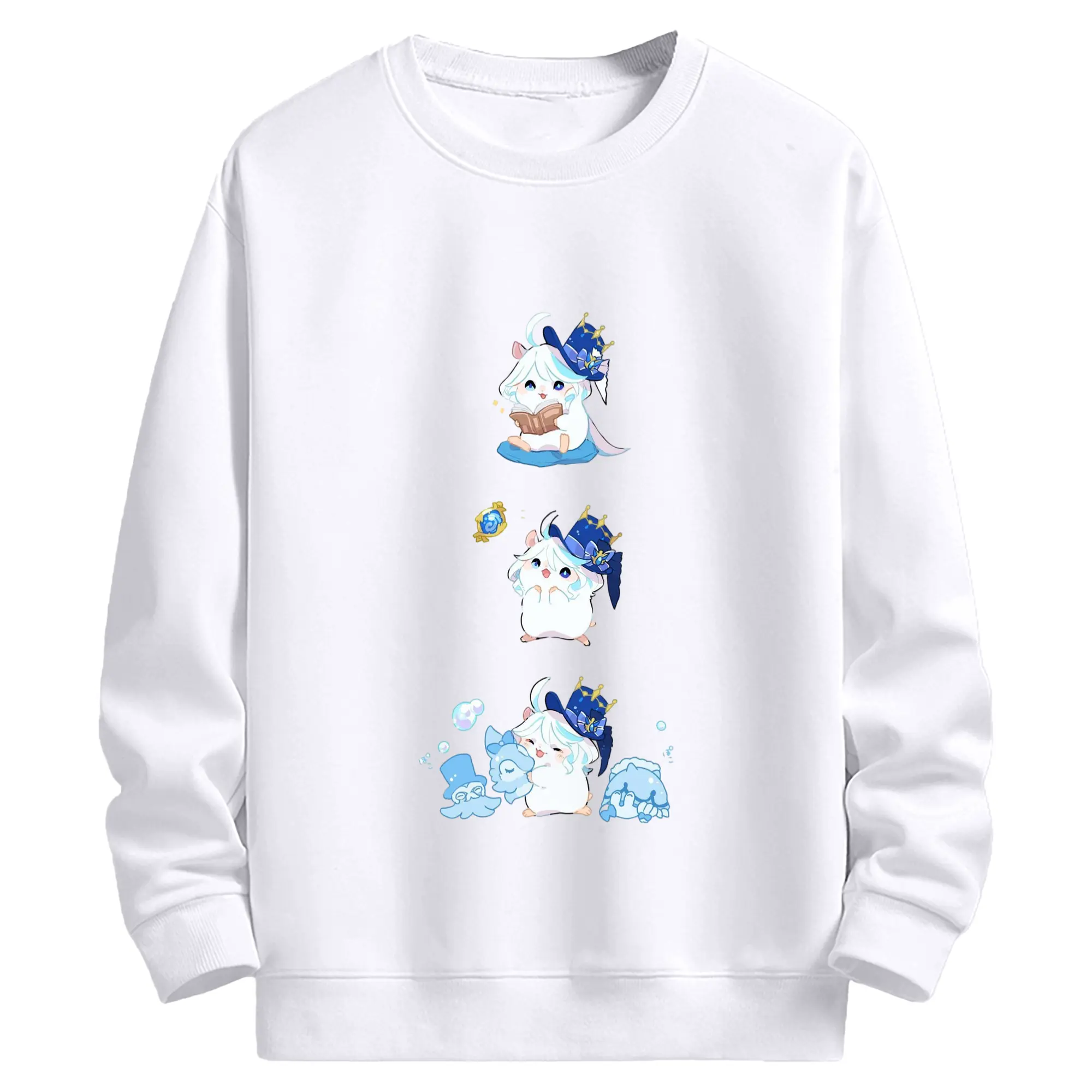 Genshin フォンテーヌ 水神すいじんフォカロルス フリーナ - 高品質 クルーネック スウェット ・ コットン59％ ポリエステル41％ ・ ユニセックス 長袖 トレーナー ・ カジュアル デイリー スポーツ 散歩用
