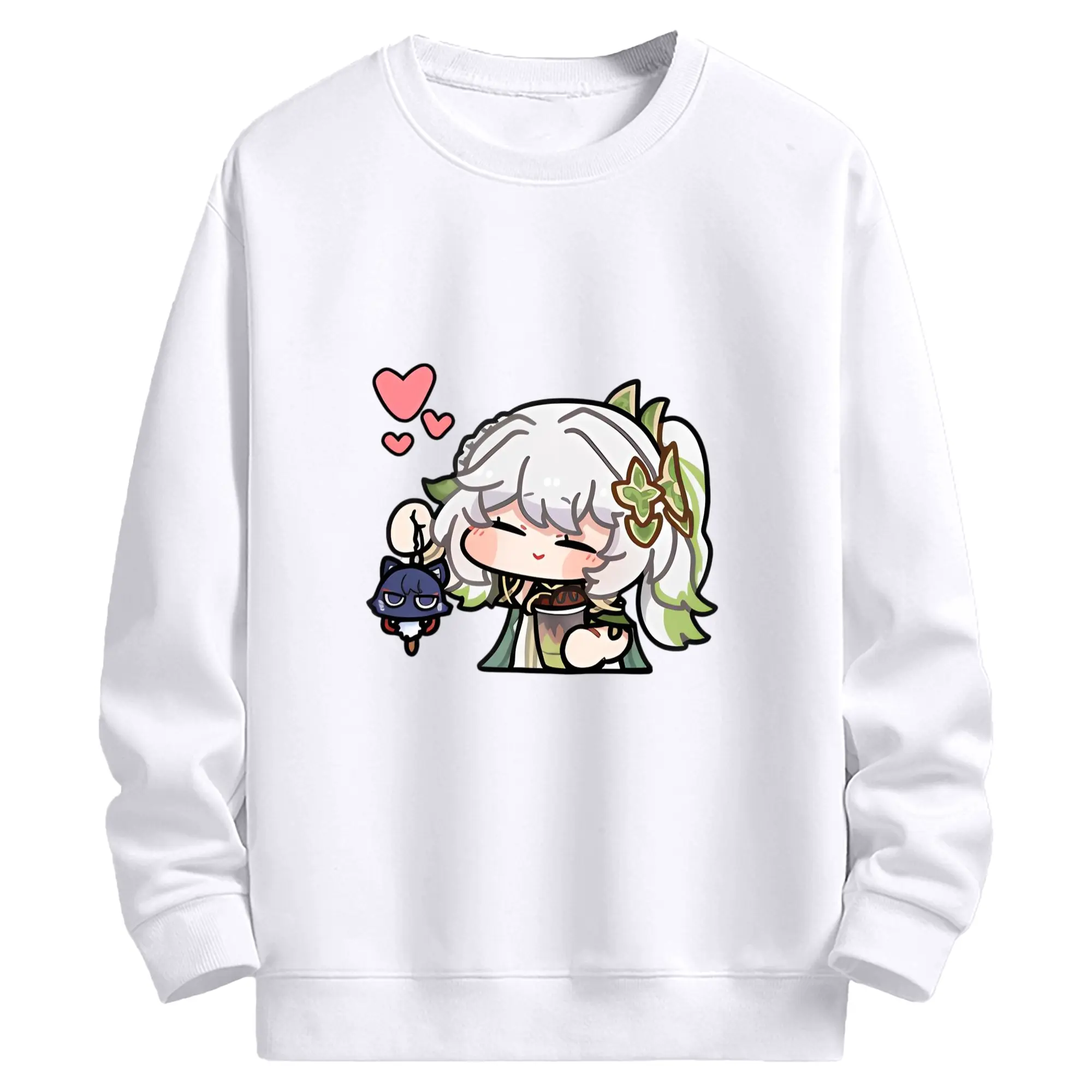 Genshin スメール草神そうしん ナヒーダ - 高品質 クルーネック スウェット ・ コットン59％ ポリエステル41％ ・ ユニセックス 長袖 トレーナー ・ カジュアル デイリー スポーツ 散歩用