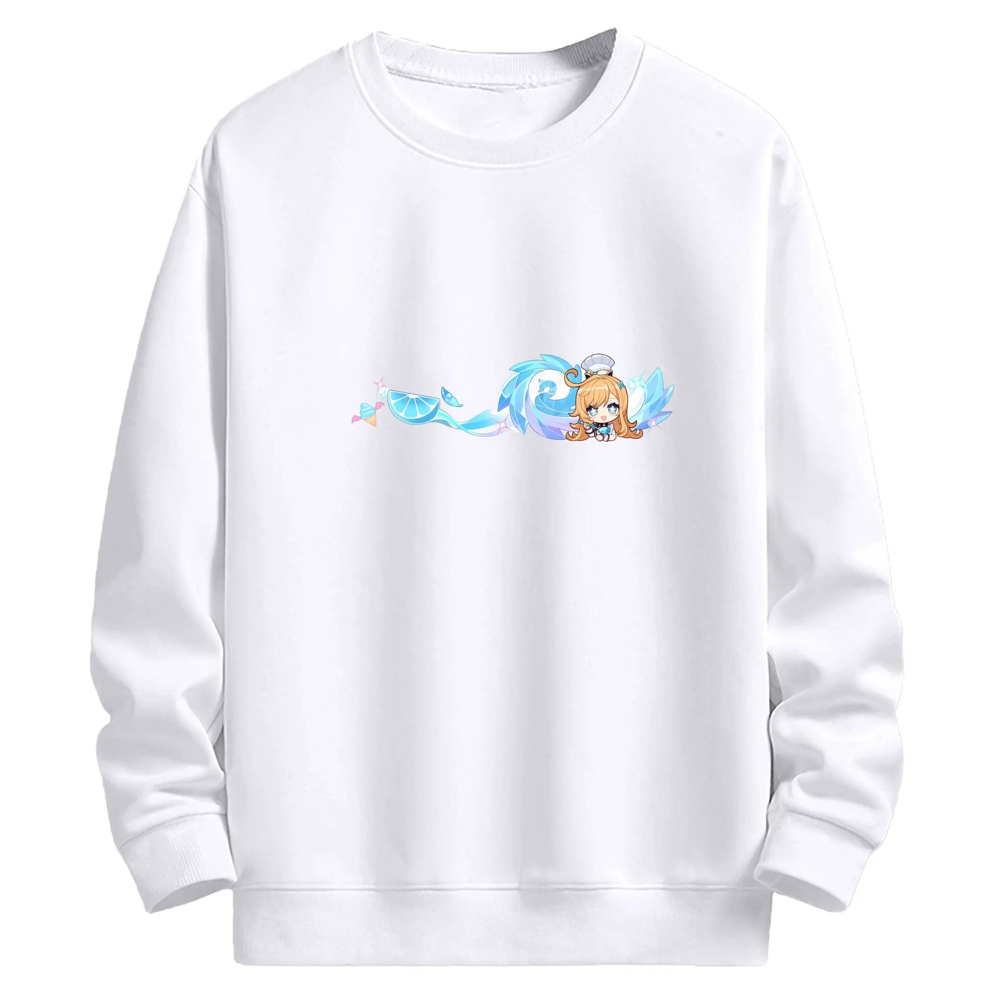 Genshin フォンテーヌ エスコフィエ - 高品質 クルーネック スウェット ・ コットン59％ ポリエステル41％ ・ ユニセックス 長袖 トレーナー ・ カジュアル デイリー スポーツ 散歩用