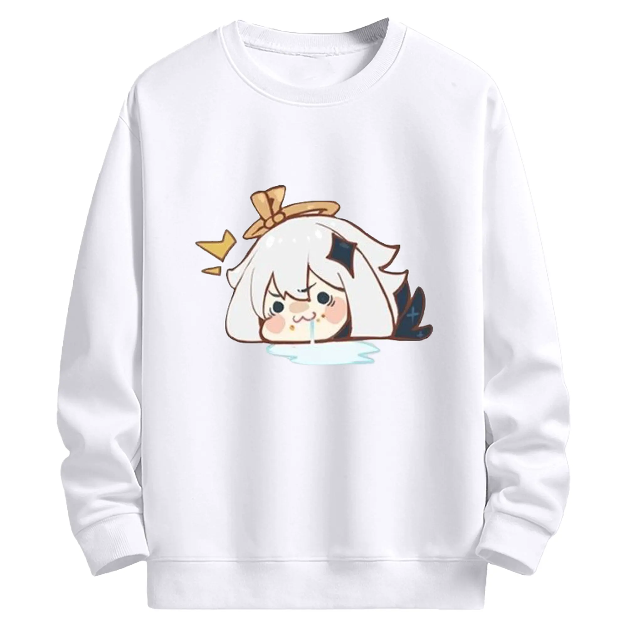 Genshin パイモン - 高品質 クルーネック スウェット ・ コットン59％ ポリエステル41％ ・ ユニセックス 長袖 トレーナー ・ カジュアル デイリー スポーツ 散歩用