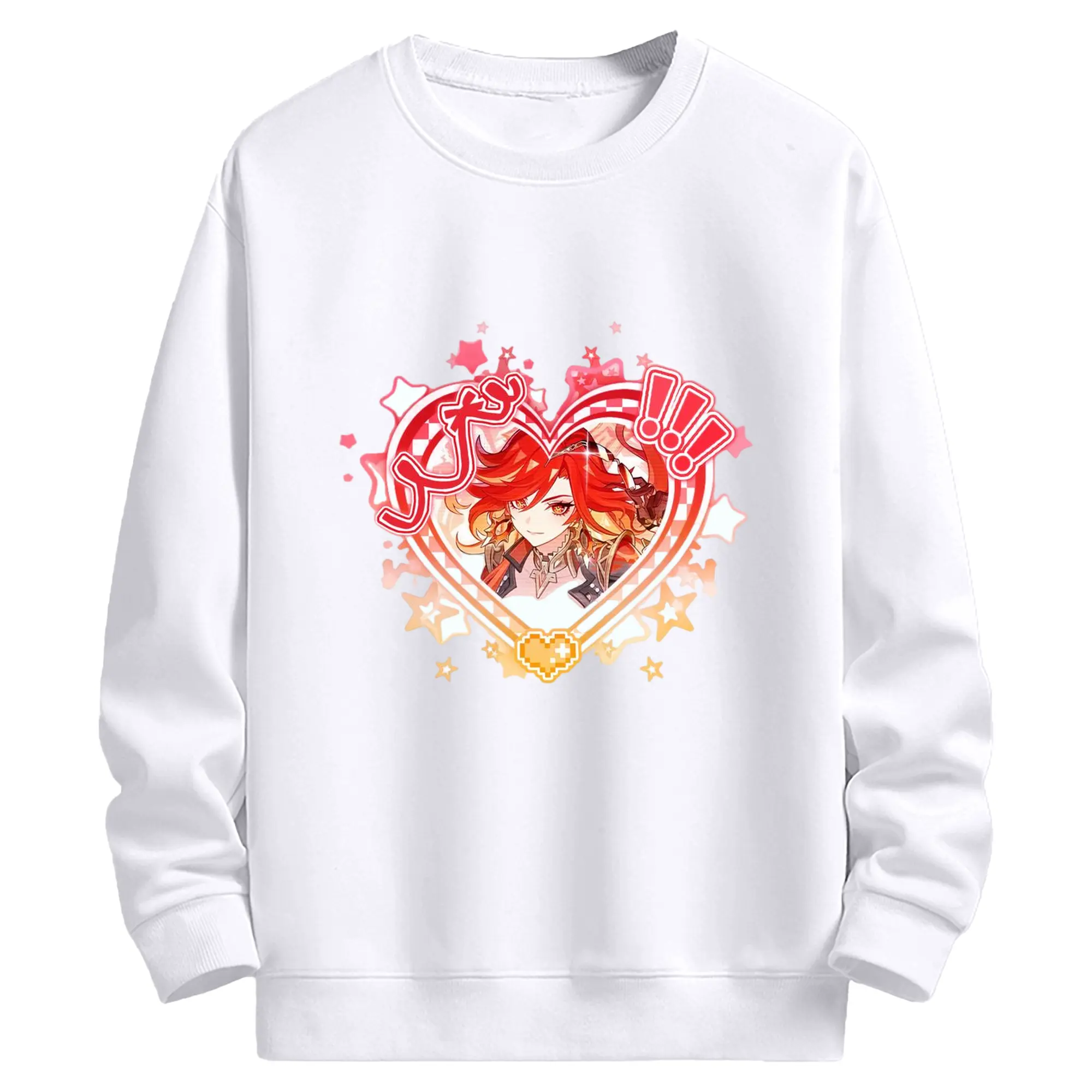 Genshin ナタ 炎神えんしん マーヴィカ - 高品質 クルーネック スウェット ・ コットン59％ ポリエステル41％ ・ ユニセックス 長袖 トレーナー ・ カジュアル デイリー スポーツ 散歩用