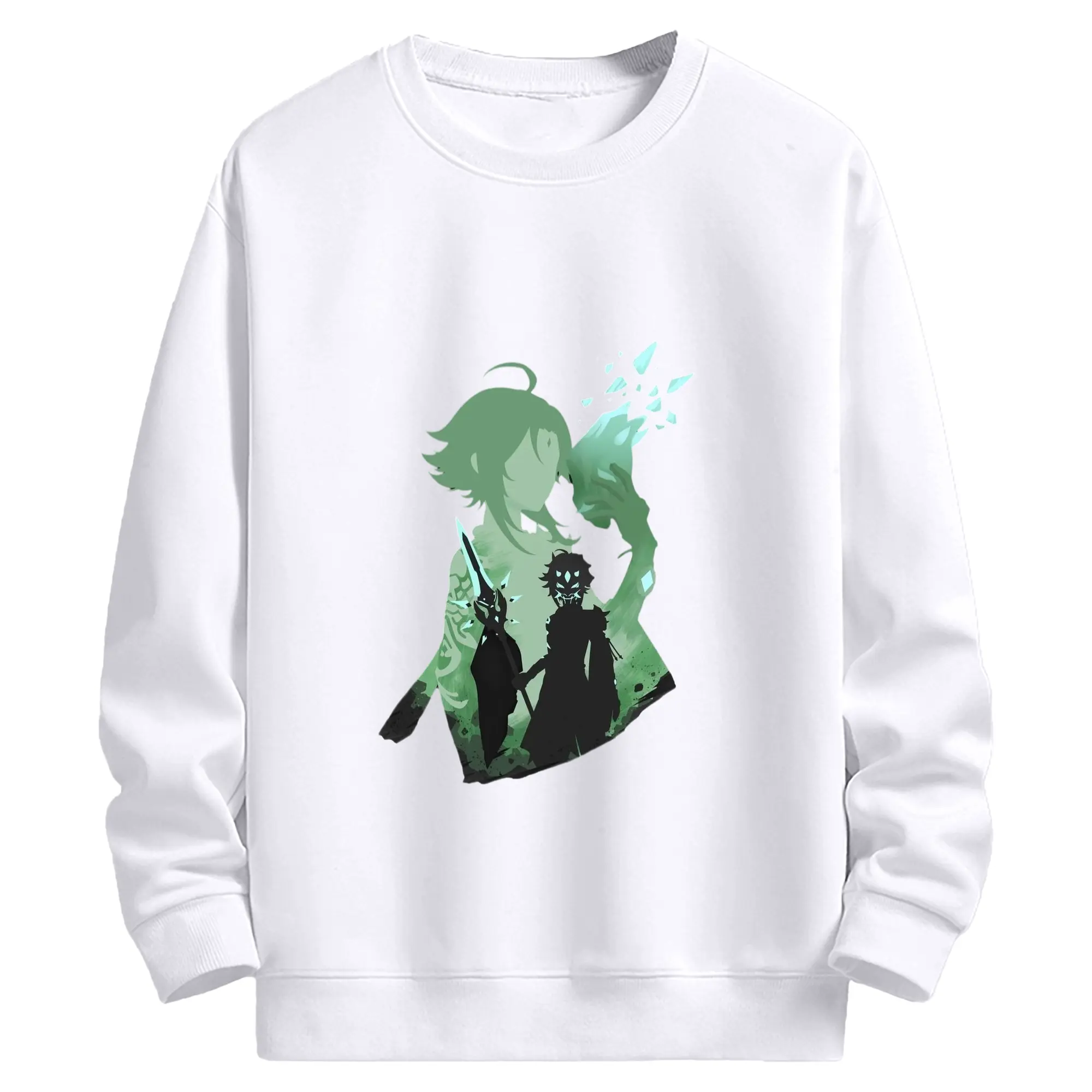 Genshin リーユエ ショウ（魈） - 高品質 クルーネック スウェット ・ コットン59％ ポリエステル41％ ・ ユニセックス 長袖 トレーナー ・ カジュアル デイリー スポーツ 散歩用