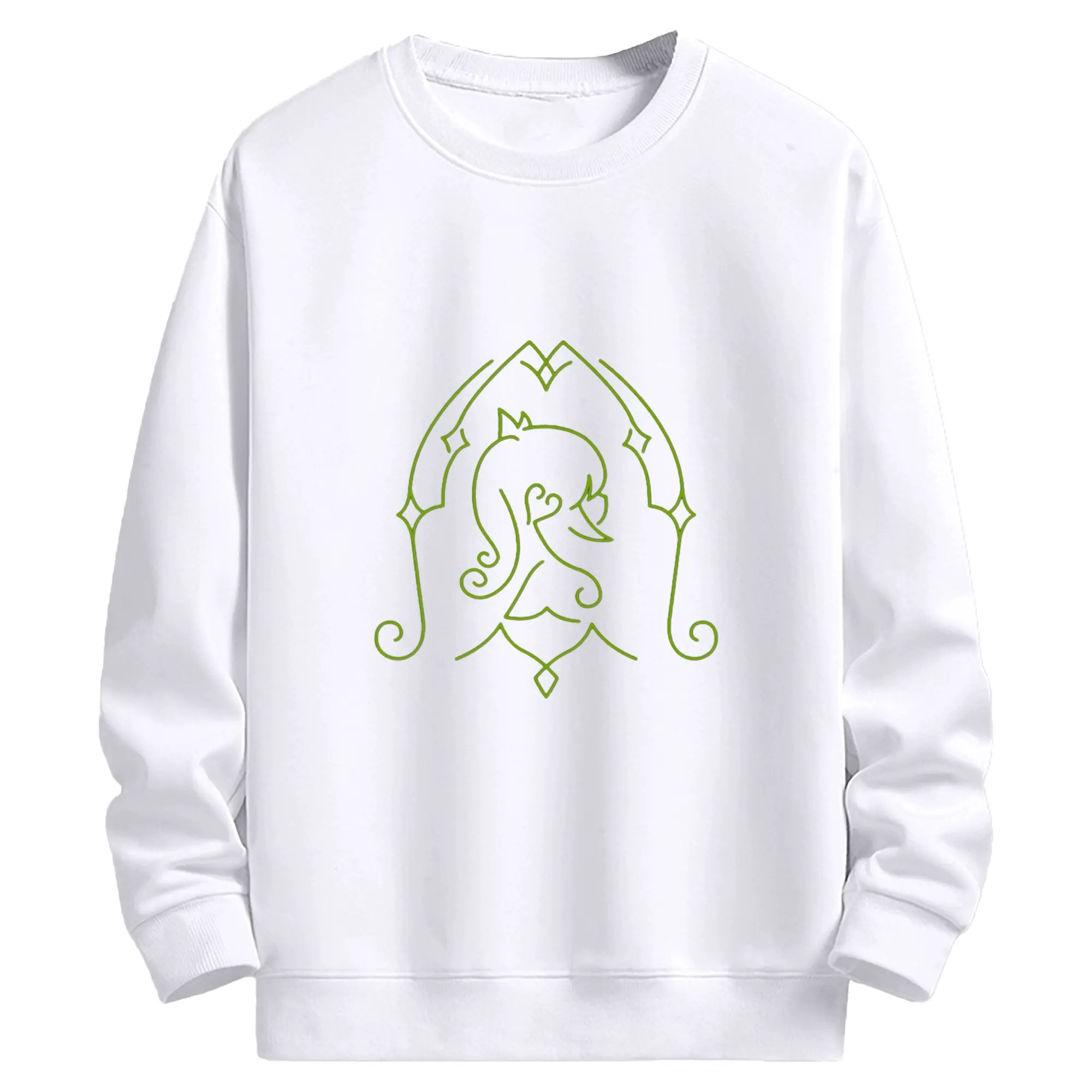 Genshin スメール 草神そうしん ナヒーダ - 高品質 クルーネック スウェット ・ コットン59％ ポリエステル41％ ・ ユニセックス 長袖 トレーナー ・ カジュアル デイリー スポーツ 散歩用