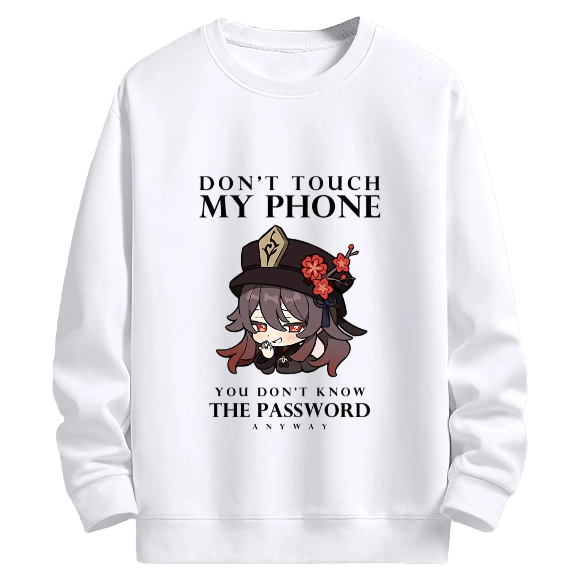 Genshinフータオ dont touch My Phone - 高品質 クルーネック スウェット ・ コットン59％ ポリエステル41％ ・ ユニセックス 長袖 トレーナー ・ カジュアル デイリー スポーツ 散歩用