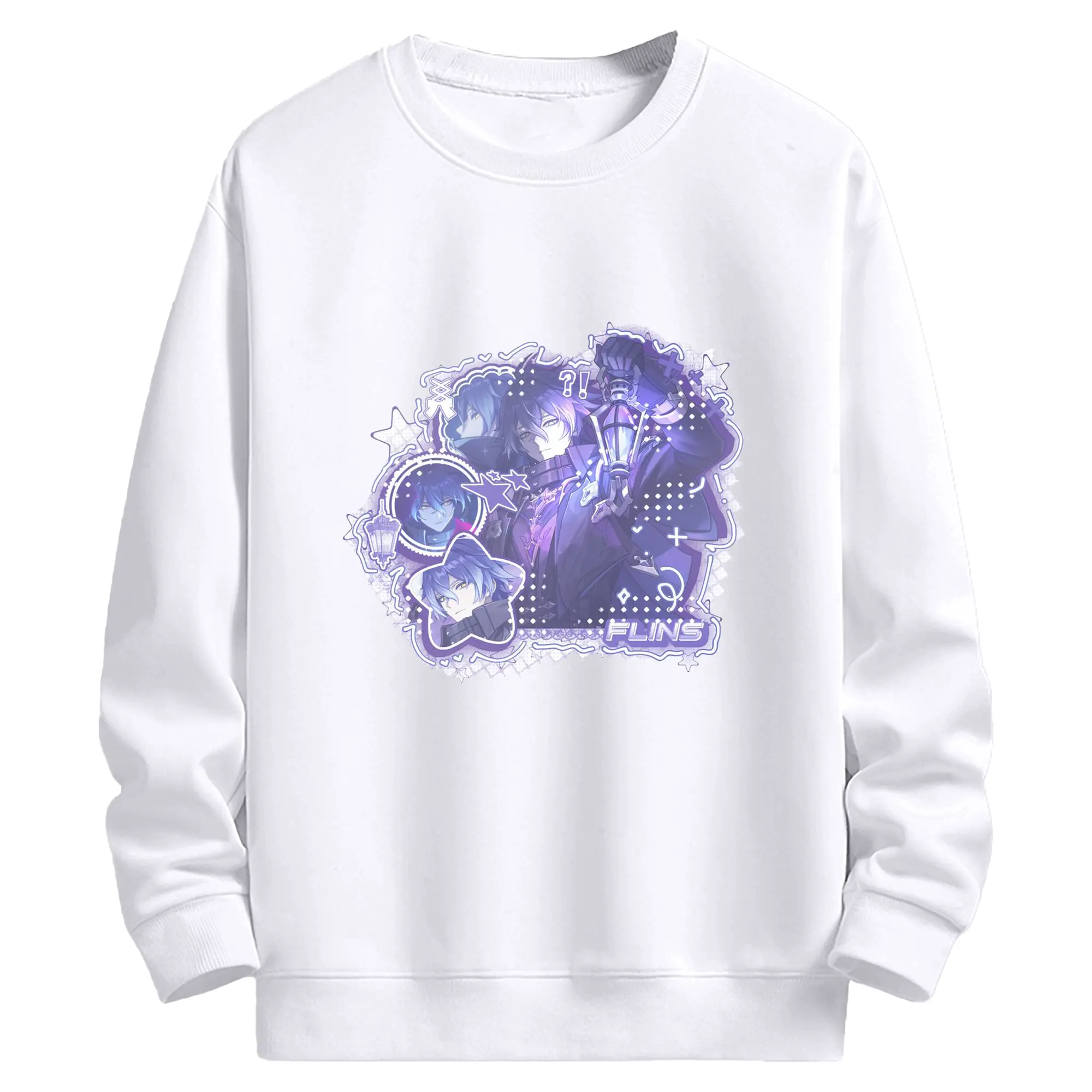 Genshin  ナド・クライ フリンズ - 高品質 クルーネック スウェット ・ コットン59％ ポリエステル41％ ・ ユニセックス 長袖 トレーナー ・ カジュアル デイリー スポーツ 散歩用