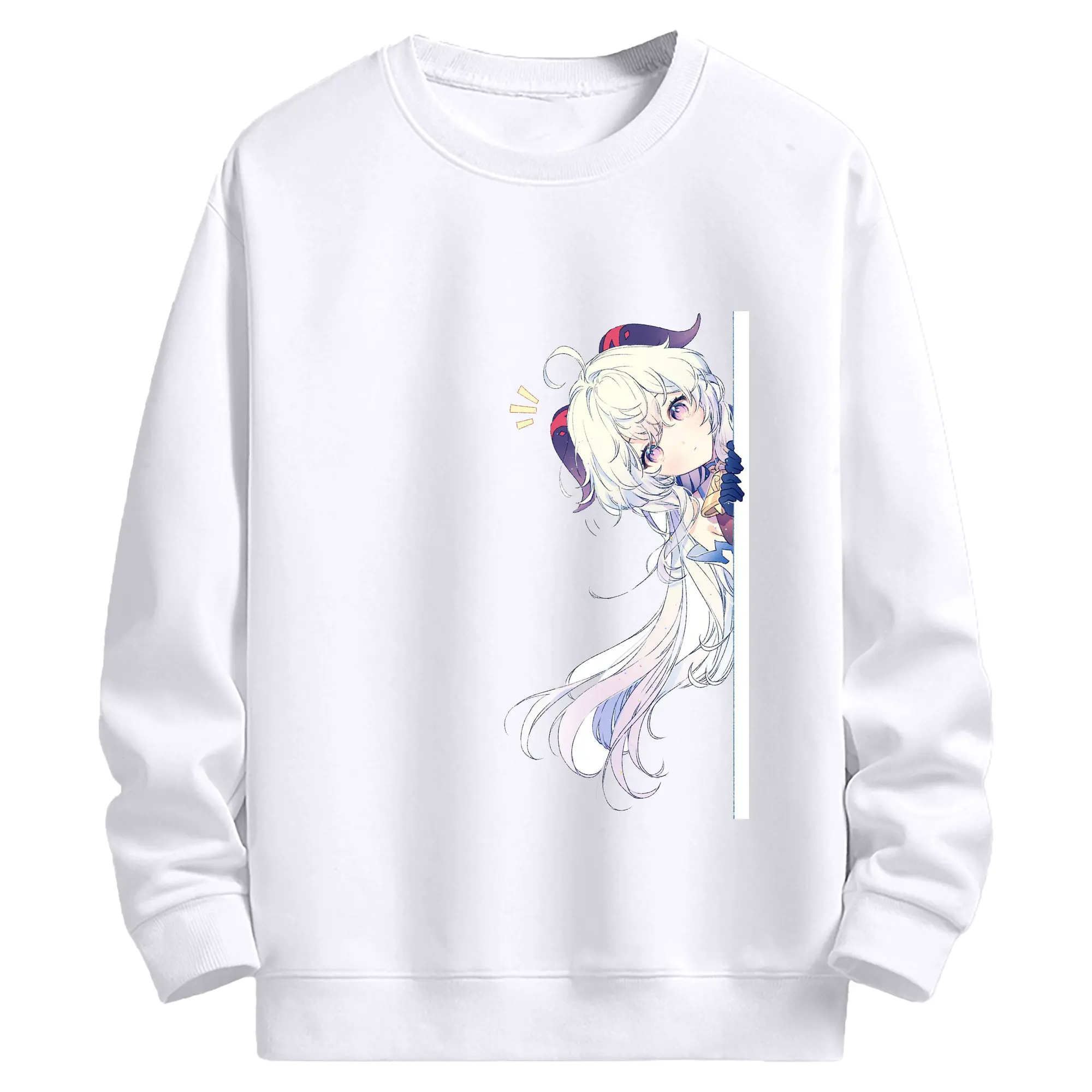 Genshin リーユエ 甘雨 見つかる瞬間 - 高品質 クルーネック スウェット ・ コットン59％ ポリエステル41％ ・ ユニセックス 長袖 トレーナー ・ カジュアル デイリー スポーツ 散歩用